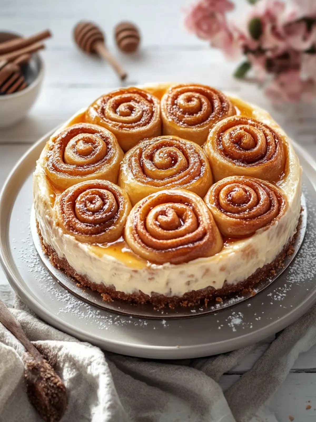 Cinnamon Roll Honeybun Cheesecake: Your New Favorite Indulgence 4 CINNAMON ROLL HONEYBUN CHEESECAKE