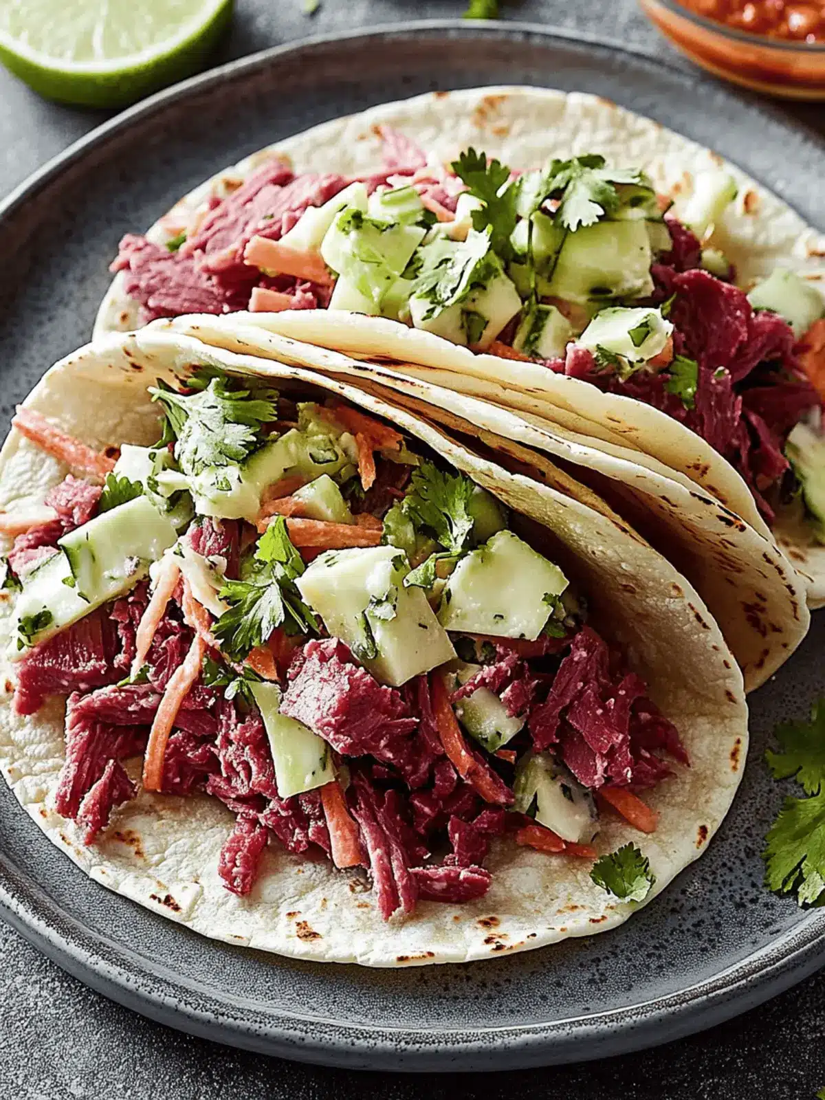 Corned Beef Tacos with Swiss & Caraway Slaw for Taco Night Fun 4 Corned Beef Tacos with Swiss & Caraway Slaw