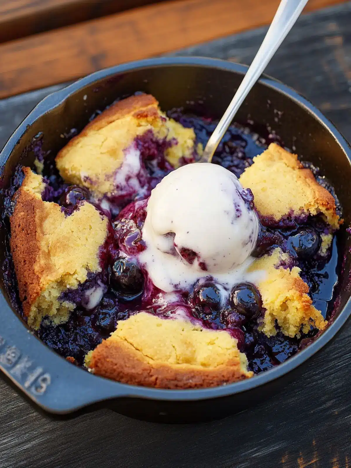 Blueberry Cornbread Cobbler with Honey Vanilla Ice Cream Joy 2 Blueberry Cornbread Cobbler with Honey Vanilla Ice Cream