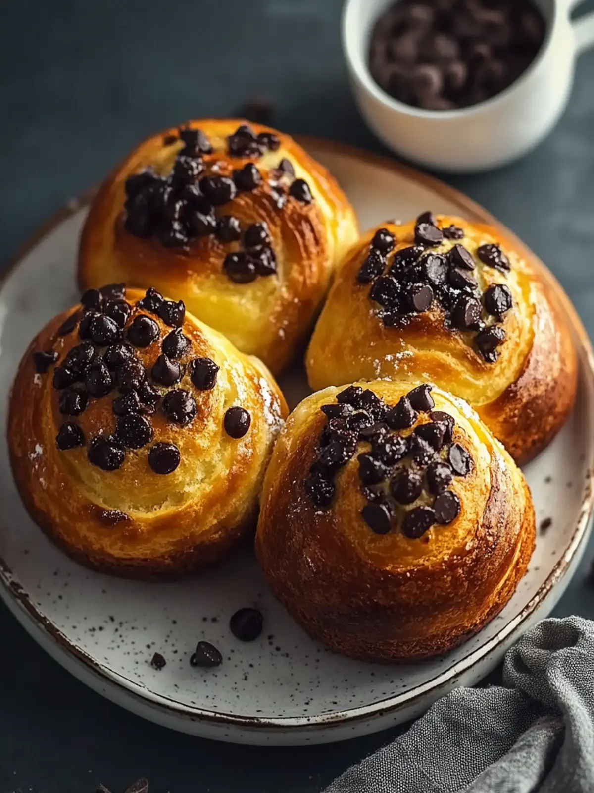 Melt-in-Your-Mouth Chocolate Chip Vanilla Custard Brioches 2 Chocolate Chip Vanilla Custard Brioches