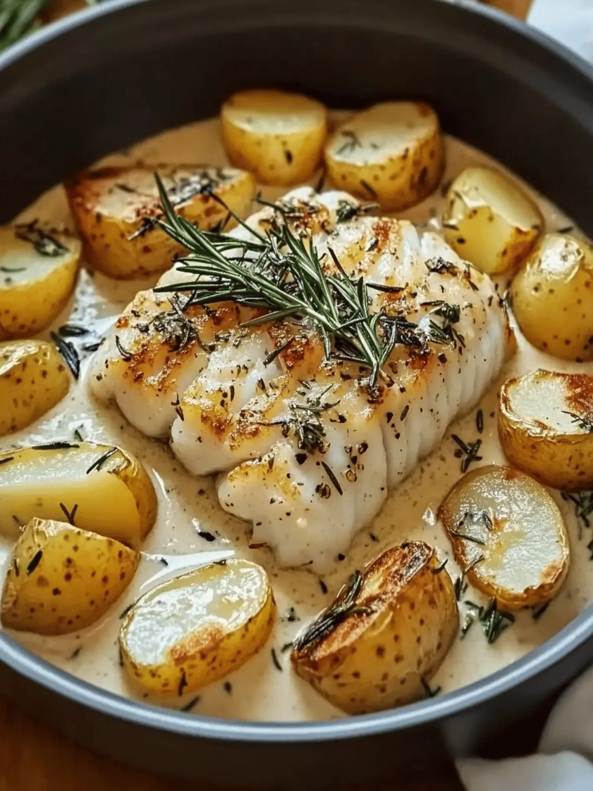 Savory Cod and Potatoes with Rosemary Cream Sauce Delight 2 Cod and Potatoes with Rosemary Cream Sauce