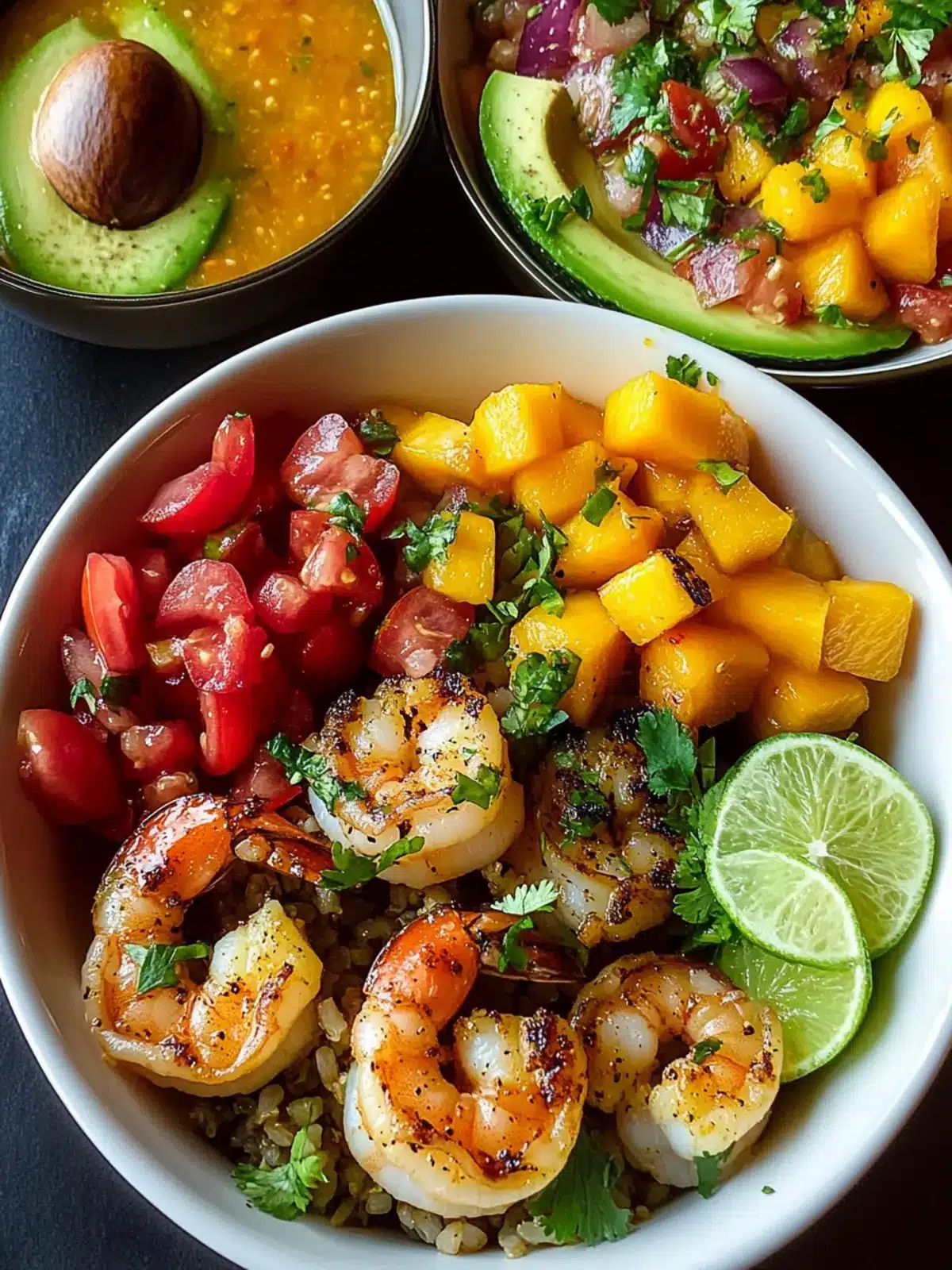 Delicious Shrimp and Avocado Bowls with Mango Salsa Bliss 4 Shrimp and Avocado Bowls with Mango Salsa & Lime-Chili Sauce
