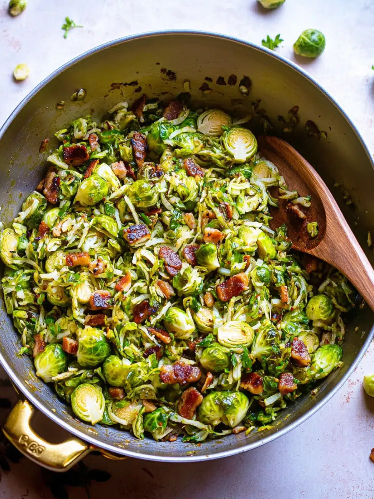 Delicious Shredded Brussels Sprouts with Pancetta and Chestnuts 3 Shredded Brussels Sprouts with Pancetta and Chestnuts