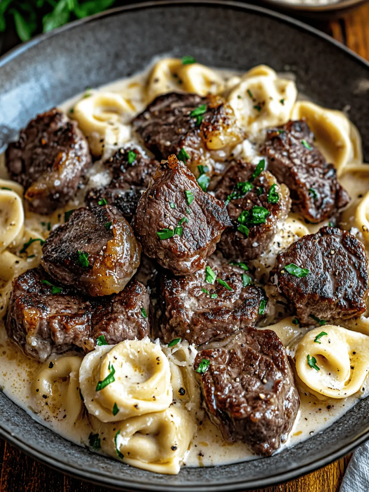 Garlic Butter Steak Bites with Alfredo Tortellini Skillet Delight 4 Garlic Butter Steak Bites with Alfredo Tortellini the ultimate skillet dinner