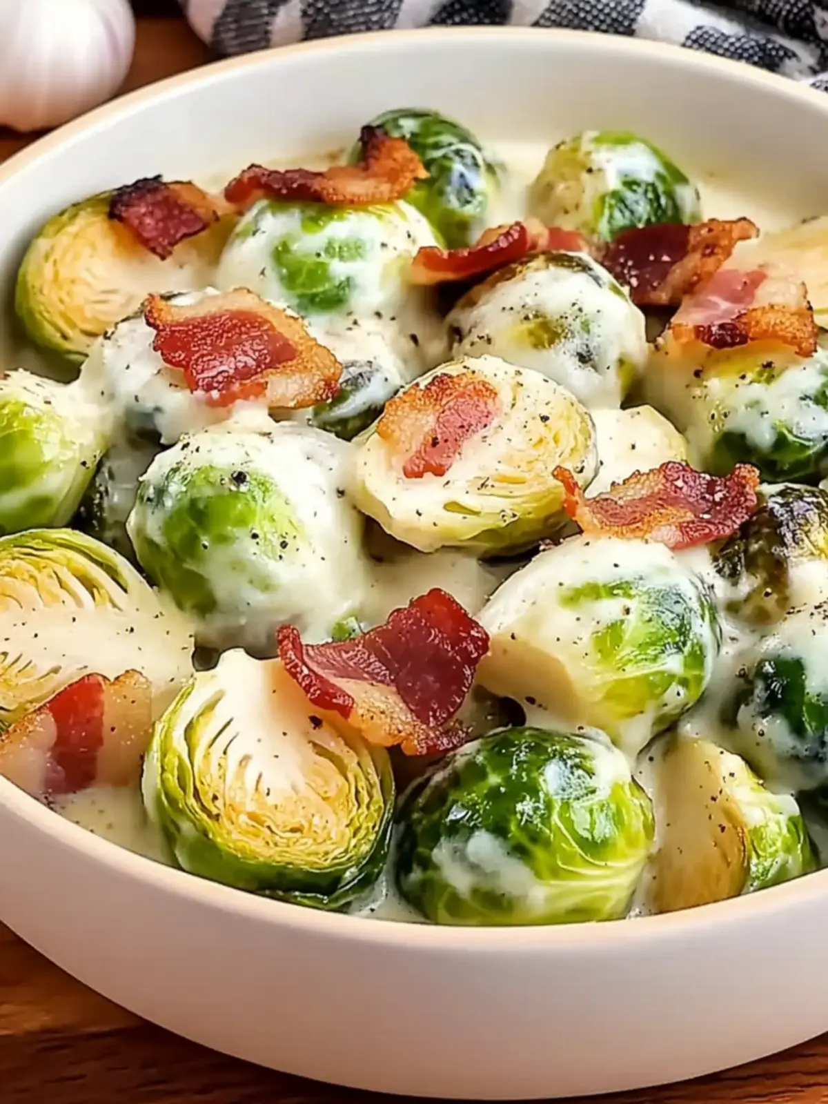 Creamy Garlic Parmesan Brussels Sprouts with Bacon Bliss 4 Creamy Garlic Parmesan Brussels Sprouts with Bacon