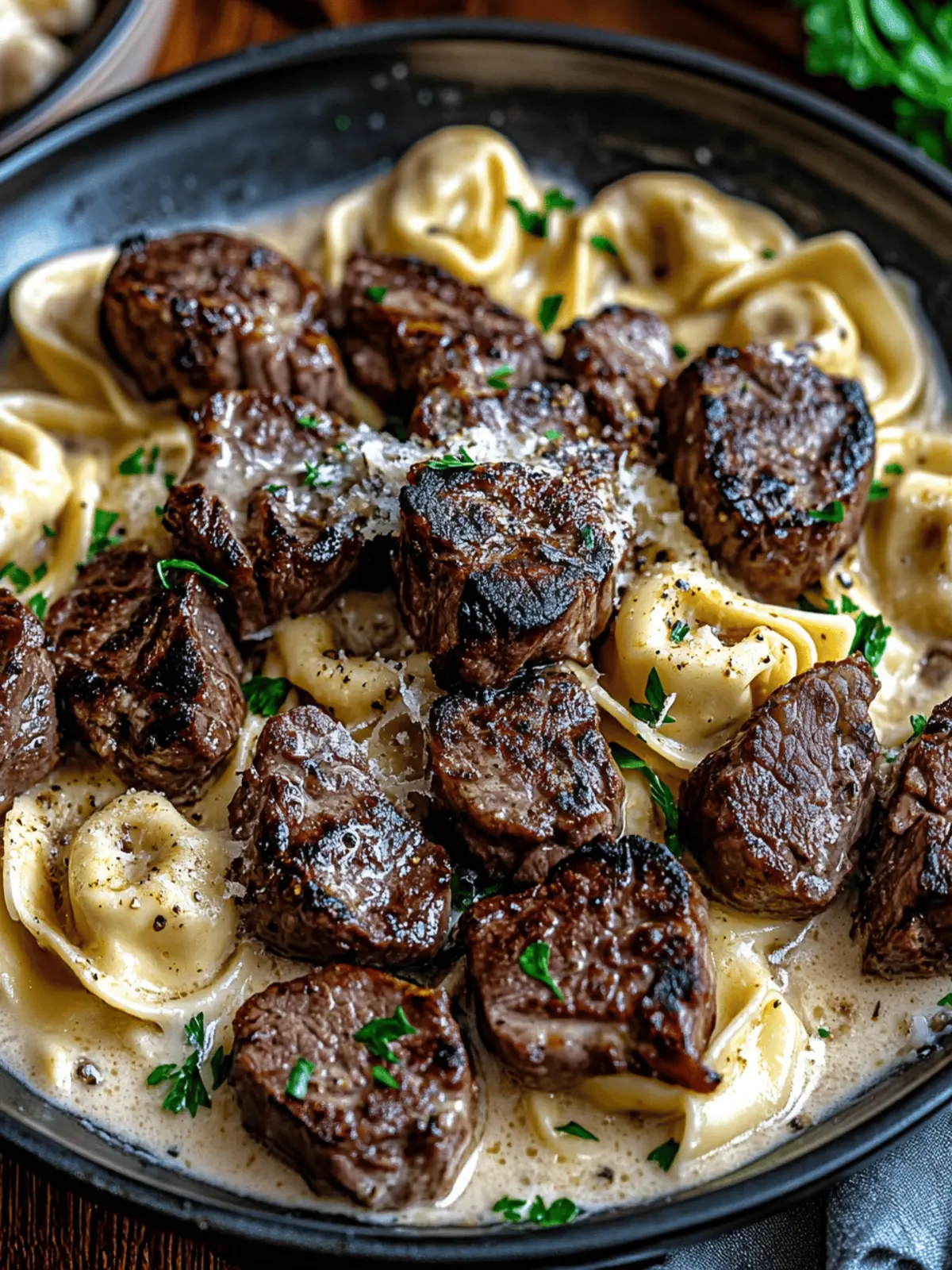 Garlic Butter Steak Bites with Alfredo Tortellini Skillet Delight 3 Garlic Butter Steak Bites with Alfredo Tortellini the ultimate skillet dinner