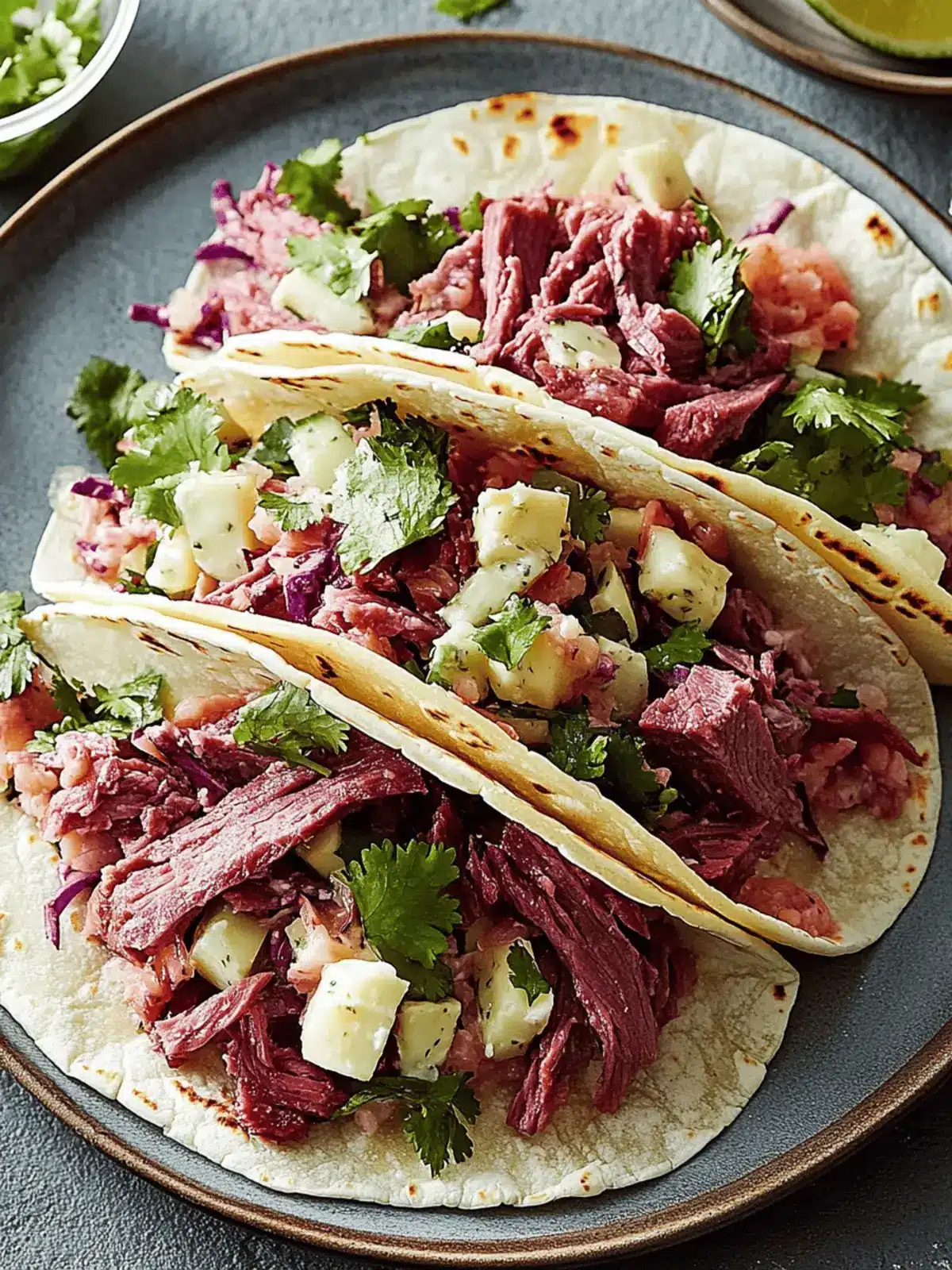 Corned Beef Tacos with Swiss & Caraway Slaw for Taco Night Fun 2 Corned Beef Tacos with Swiss & Caraway Slaw