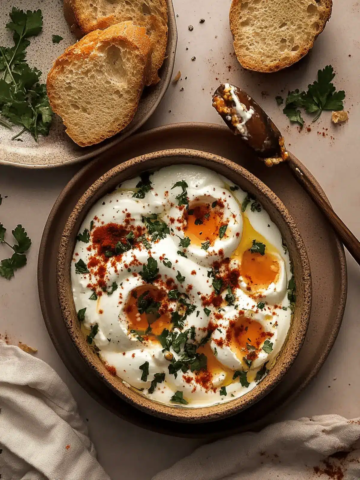 Irresistible Turkish Eggs with Creamy Yogurt & Butter Sauce 3 Turkish Eggs with Creamy Yogurt & Butter Sauce
