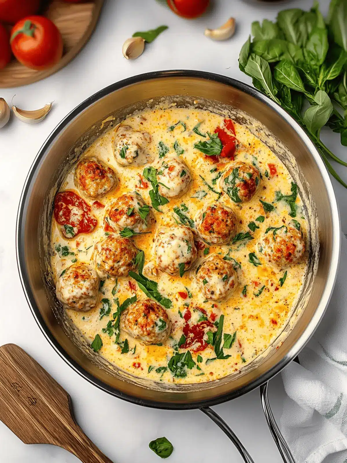Creamy Tuscan Chicken Meatballs Your New Family Favorite Dinner 3 Creamy Tuscan Chicken Meatballs
