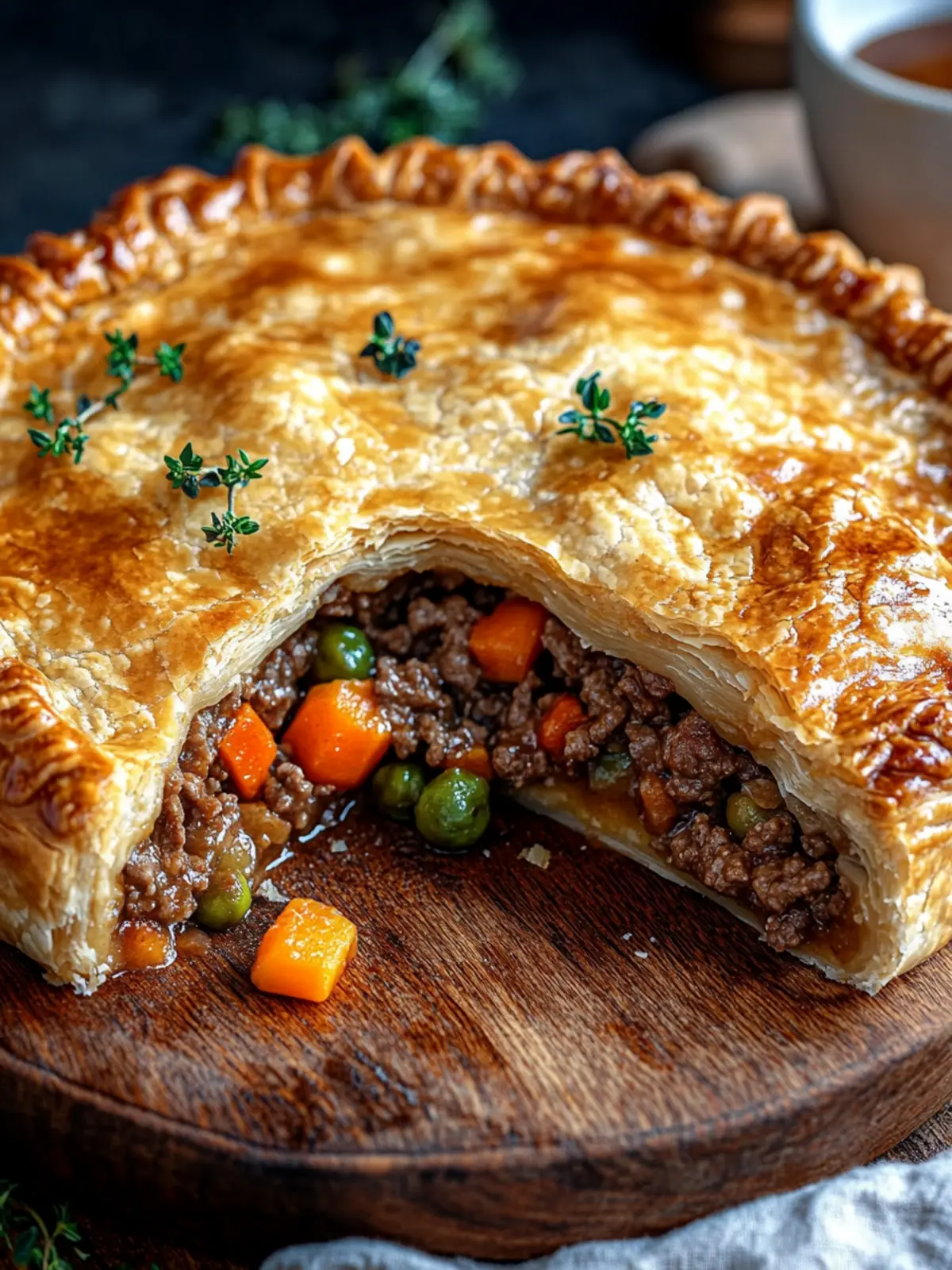 Hearty Meat Pie with Beef, Veggies & Flaky Crust Delight 2 Meat Pie with Beef, Veggies & Flaky Crust