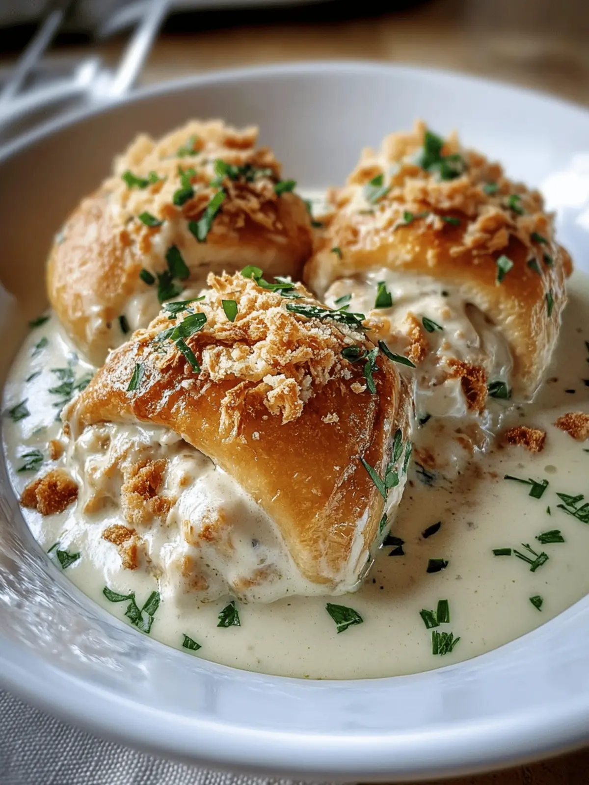 Melt-in-Your-Mouth Chicken Pillows with Creamy Parmesan Sauce 2 Chicken Pillows with Creamy Parmesan Sauce