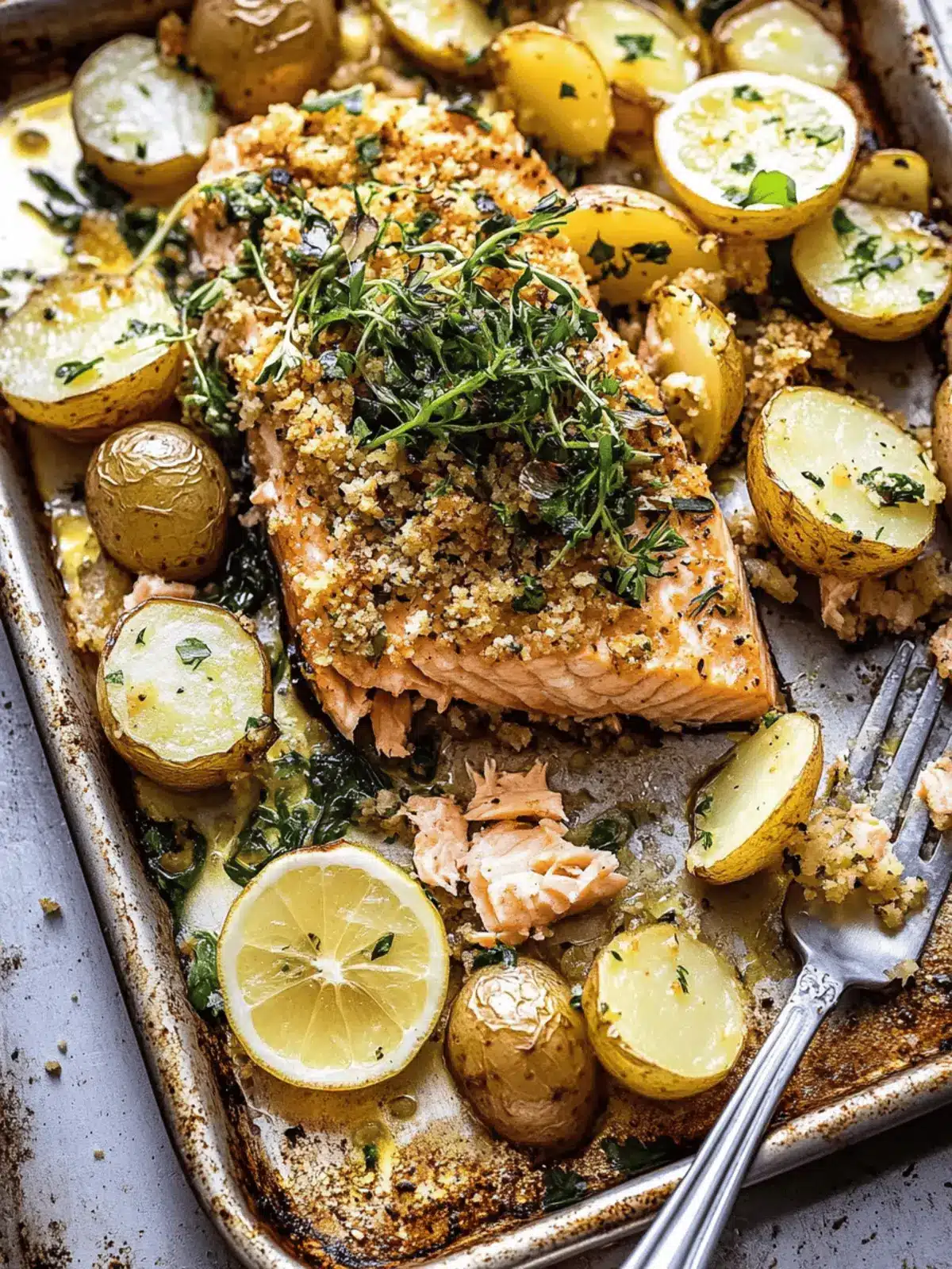 Crispy Sheet Pan Dijon Salmon and Panko Potatoes Delight 3 Sheet Pan Dijon Salmon and Panko Potatoes