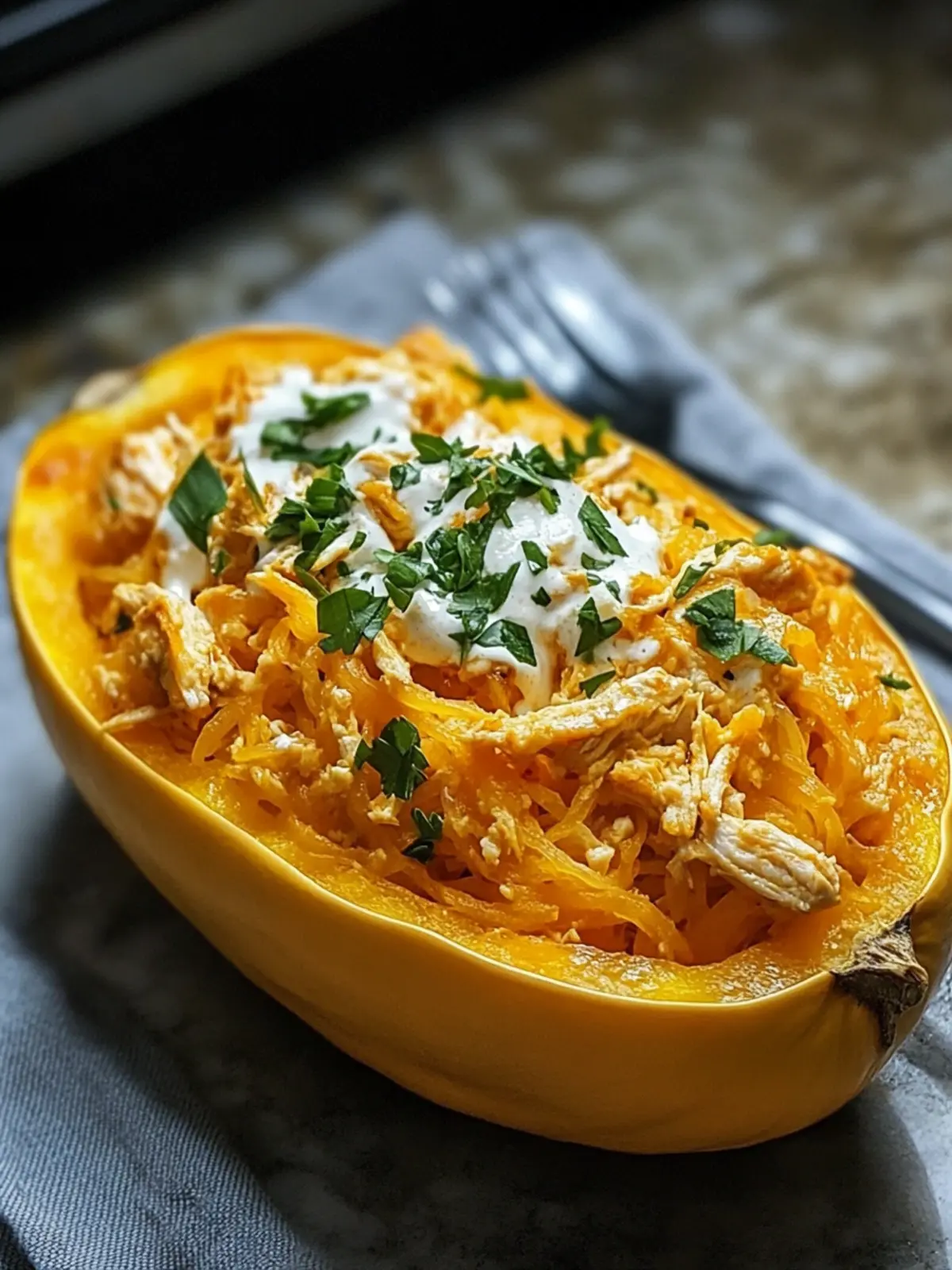 Buffalo Chicken Spaghetti Squash: Healthy Comfort Food Delight 2 Buffalo Chicken Spaghetti Squash