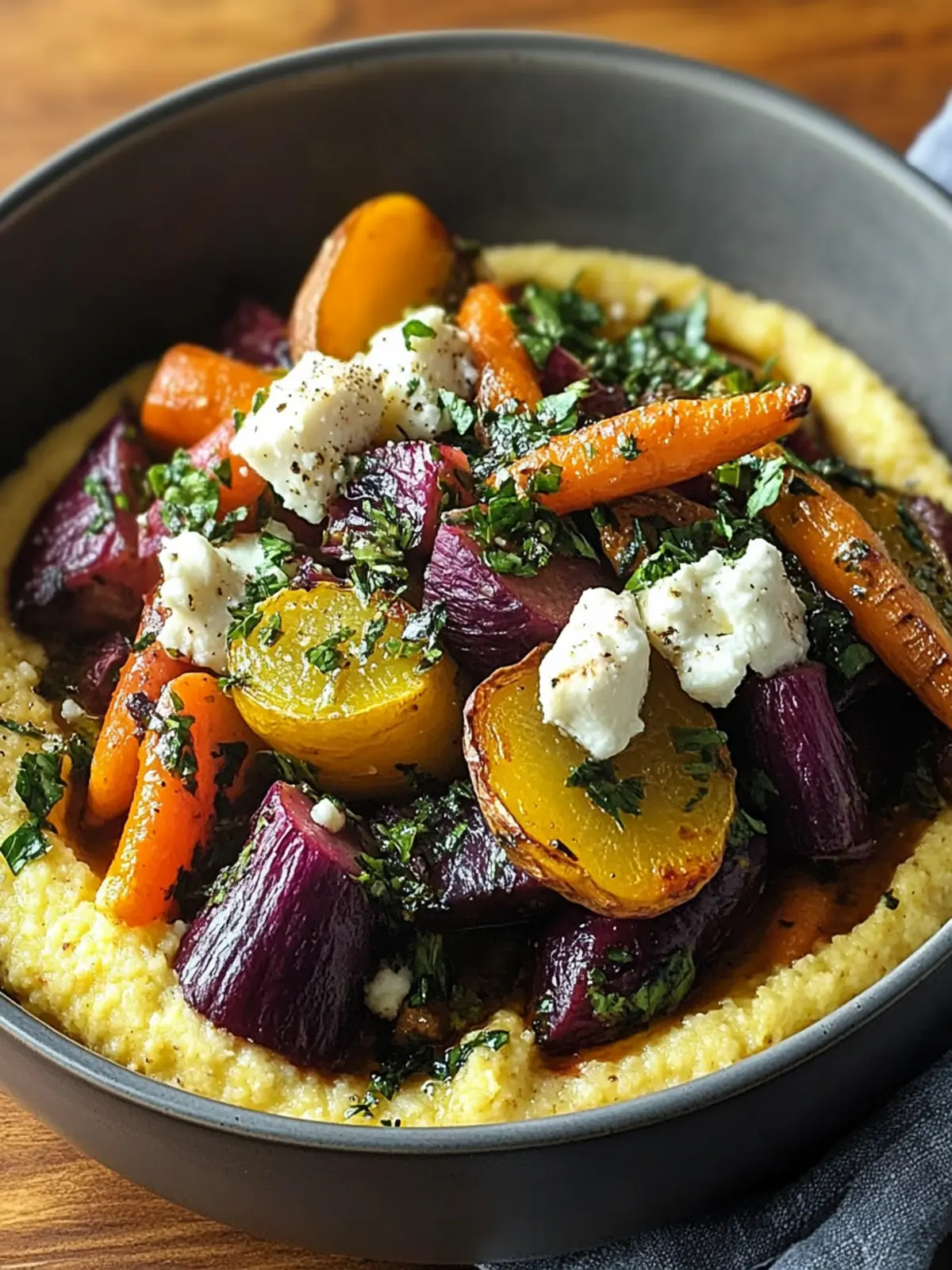 Roasted Root Vegetable & Goat Cheese Polenta Bowl in 35 Minutes 2 Roasted Root Vegetable & Goat Cheese Polenta Bowl