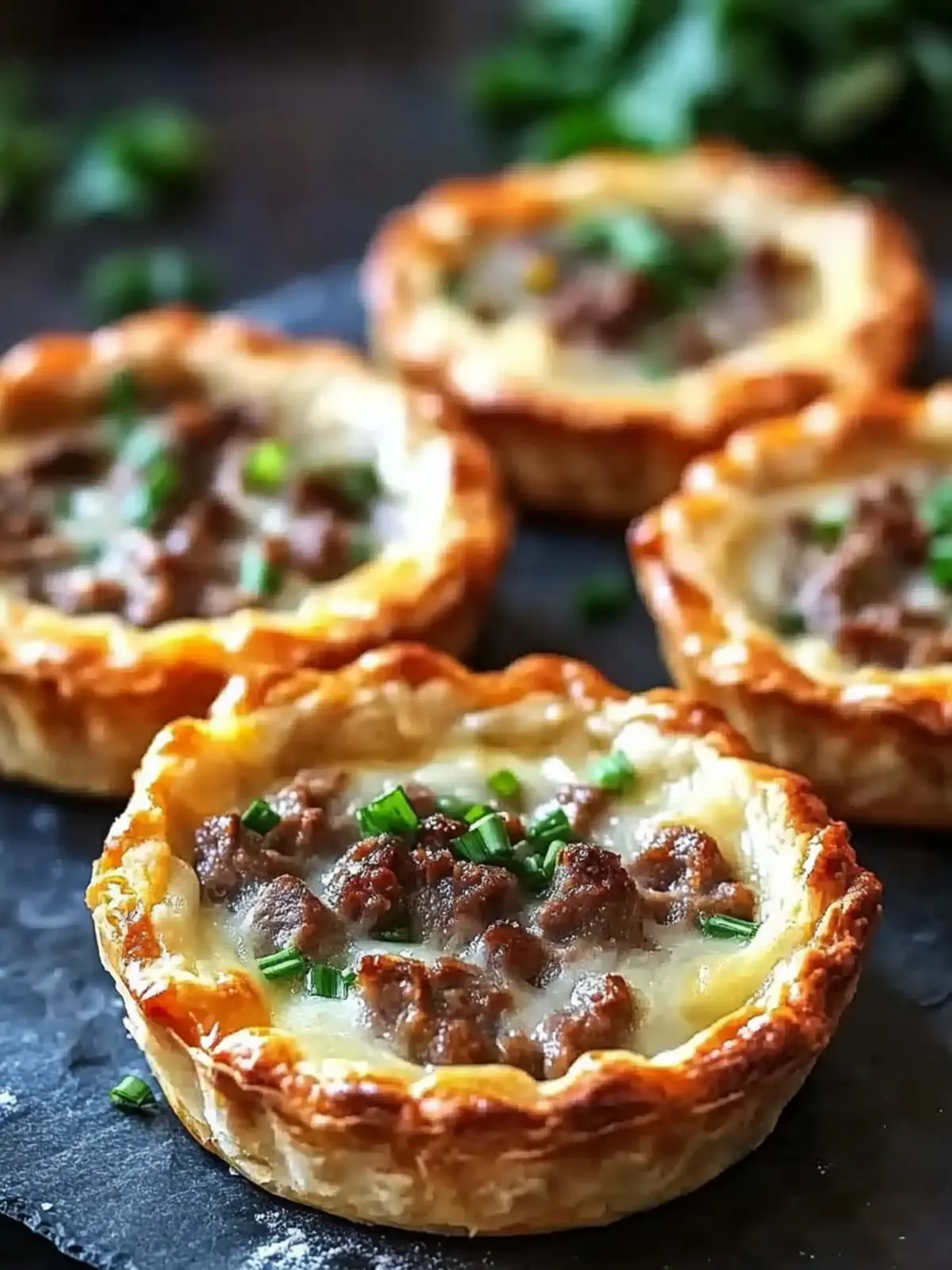Savory Beef and Cheddar Tartlets with Chives for a Cozy Bite 4 Beef and Cheddar Tartlets with Chives