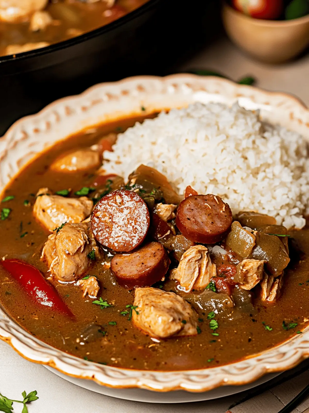 Savory New Orleans Cajun Chicken Andouille Sausage Gumbo Delight 4 New Orleans Cajun Chicken Andouille Sausage Gumbo