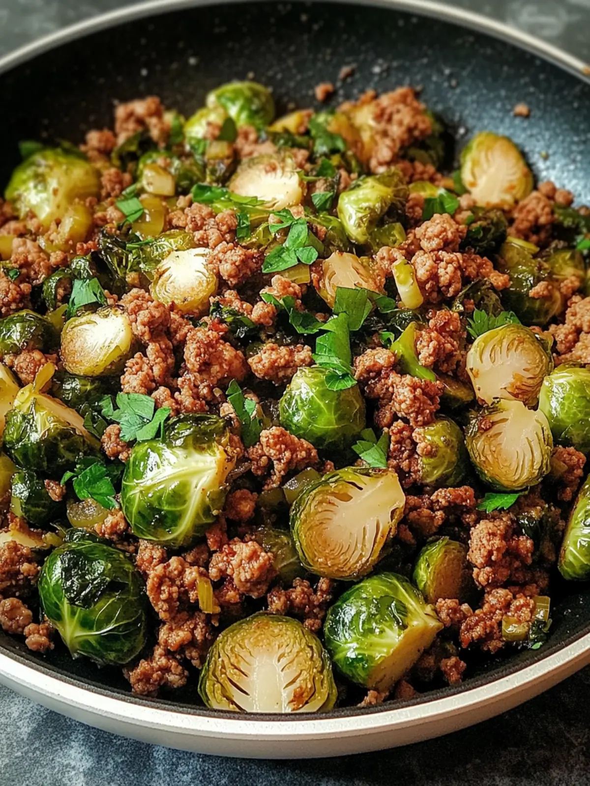 Hearty Brussels Sprouts Ground Turkey Skillet in 25 Minutes 2 Brussels Sprouts Ground Turkey Skillet