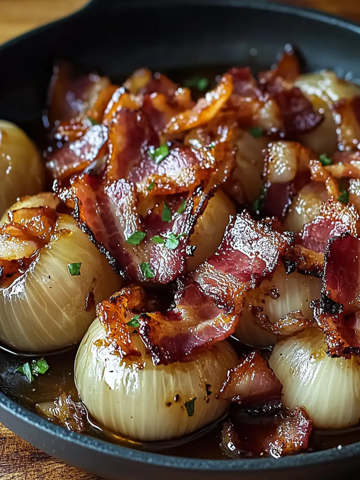 Sweet Honey-Glazed Shallots with Crispy Bacon Bliss 2 Honey-Glazed Shallots with Crispy Bacon