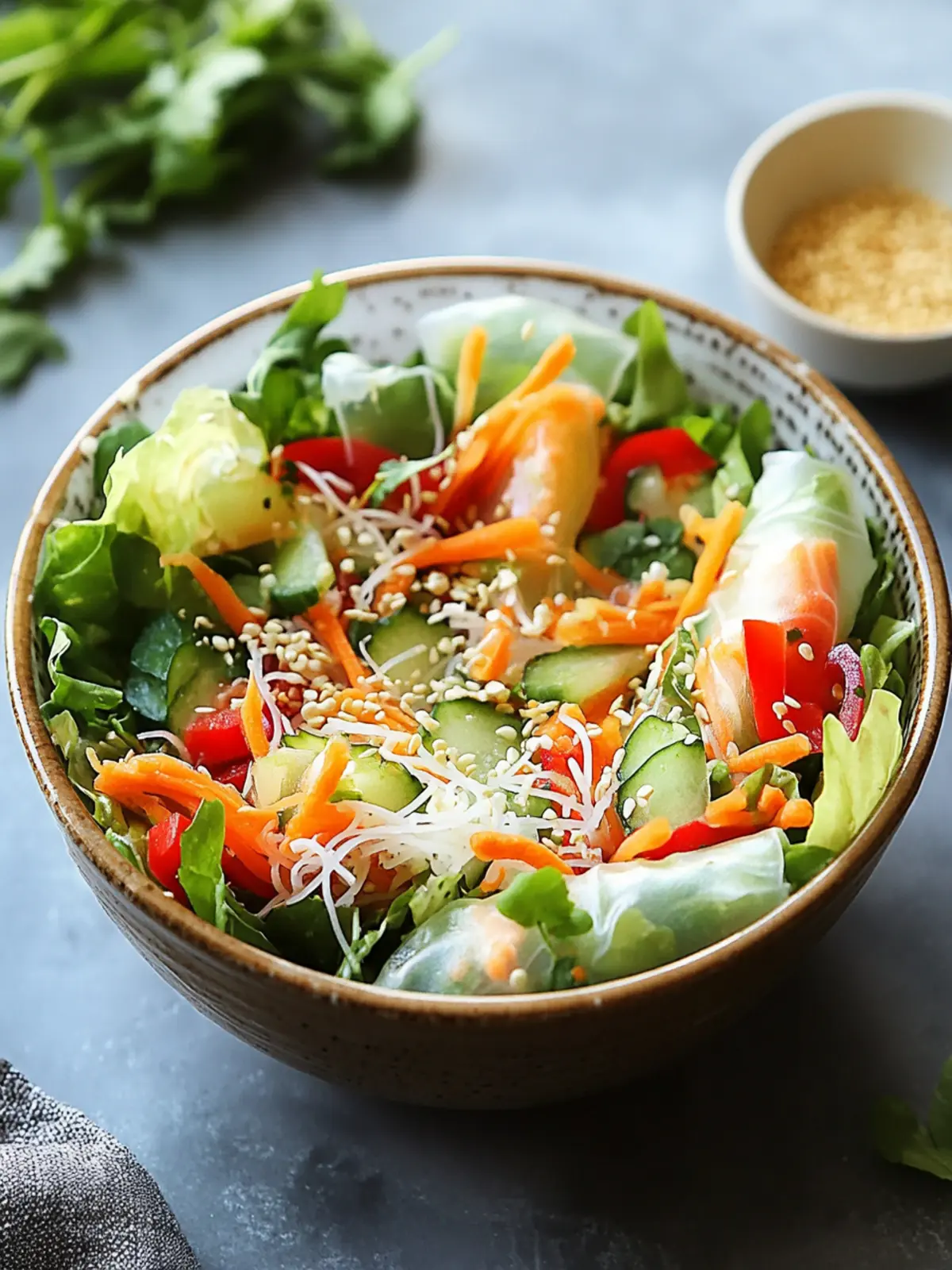 Spring Roll Salad with Spicy Ginger Dressing: Fresh & Flavorful 2 Spring Roll Salad with Spicy Ginger Dressing