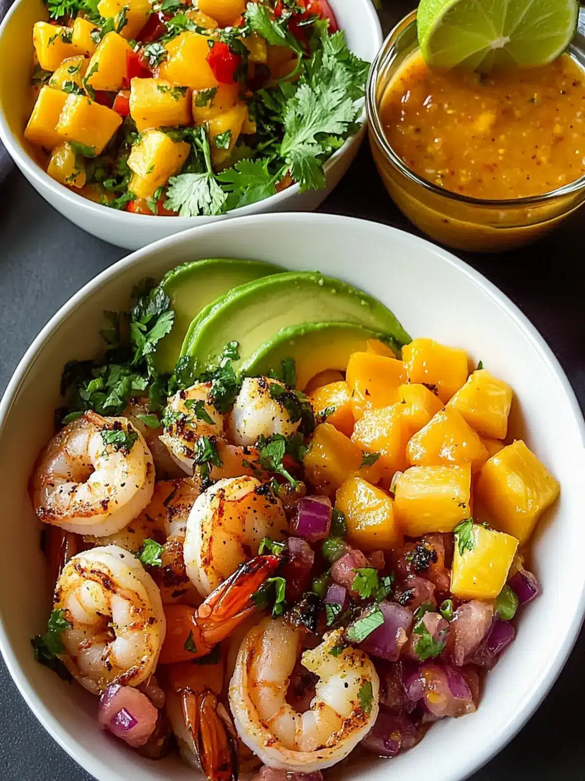Delicious Shrimp and Avocado Bowls with Mango Salsa Bliss 3 Shrimp and Avocado Bowls with Mango Salsa & Lime-Chili Sauce