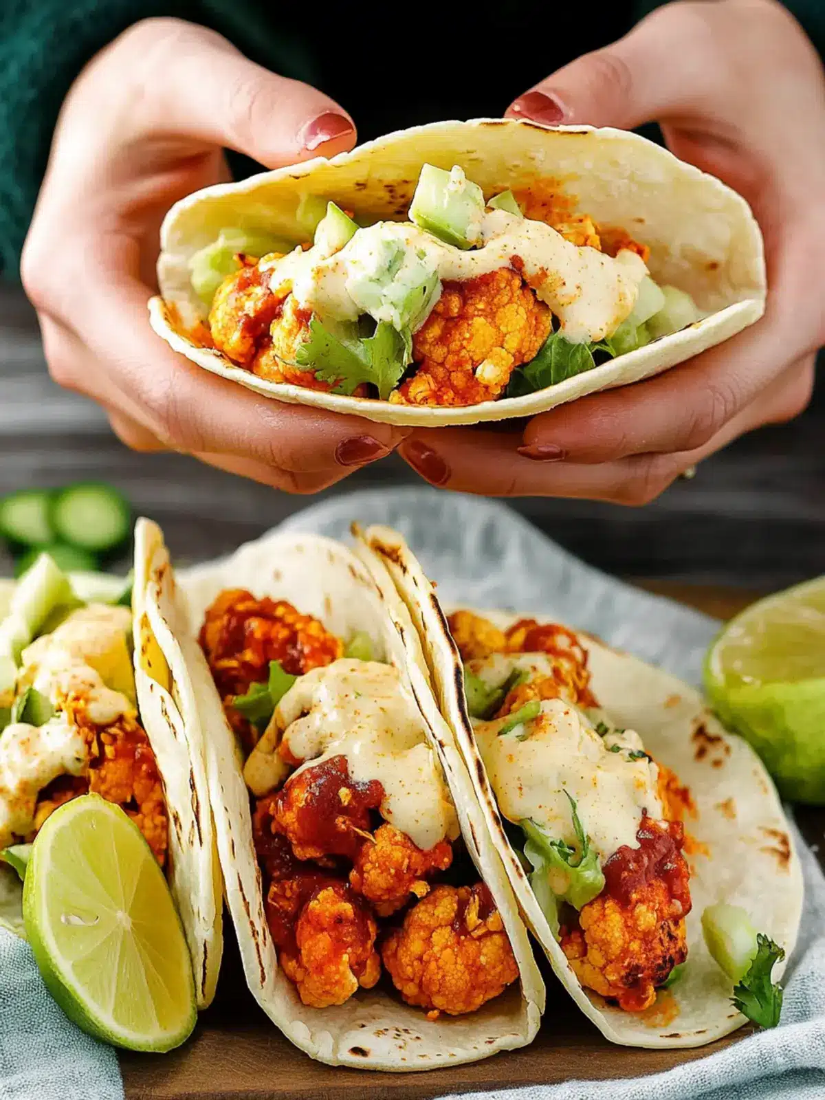 Vegan Buffalo Cauliflower Tacos for a Spicy Twist at Home 3 Vegan Buffalo Cauliflower Tacos