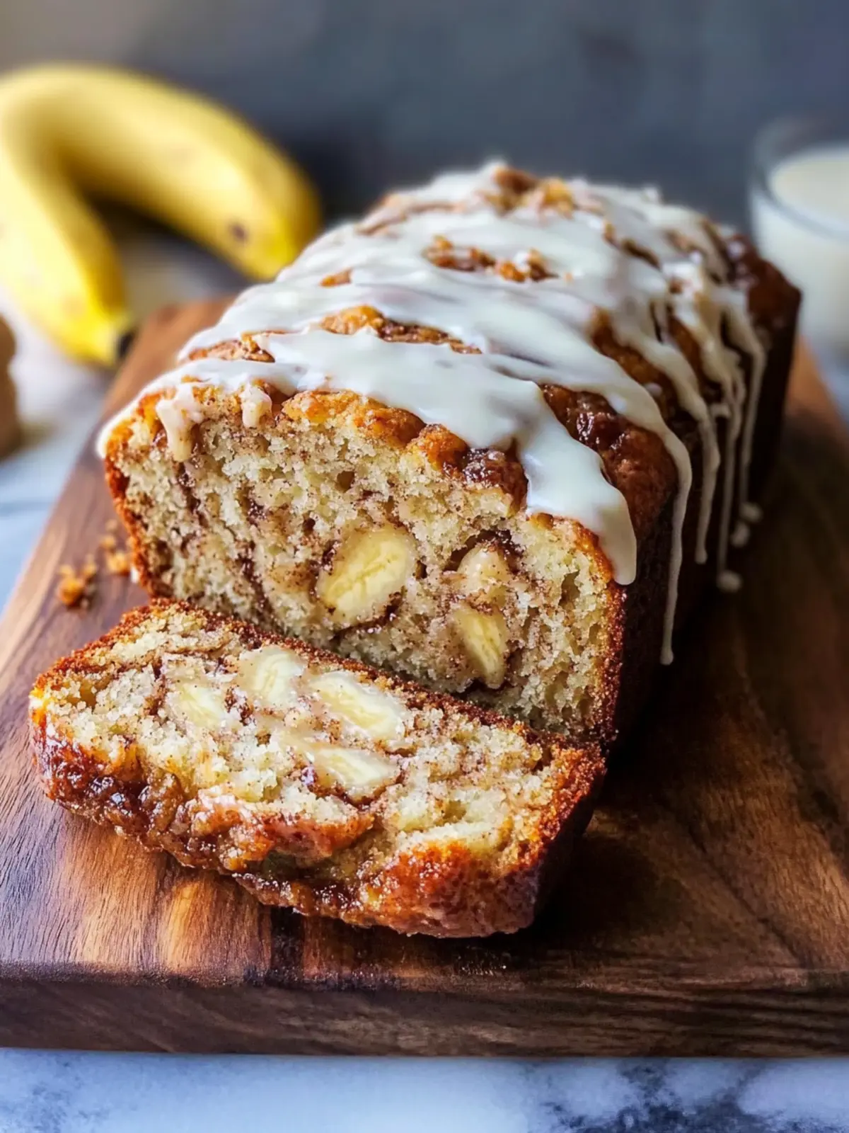 Cinnamon Roll Banana Bread with Cream Cheese Drizzle Perfection 2 Cinnamon Roll Banana Bread with Cream Cheese Drizzle