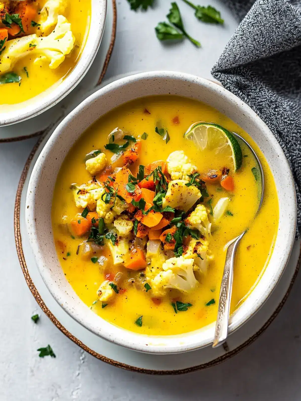 Cozy Up with Vegan Cauliflower Soup with Ginger and Turmeric 3 Vegan Cauliflower Soup with Ginger and Turmeric