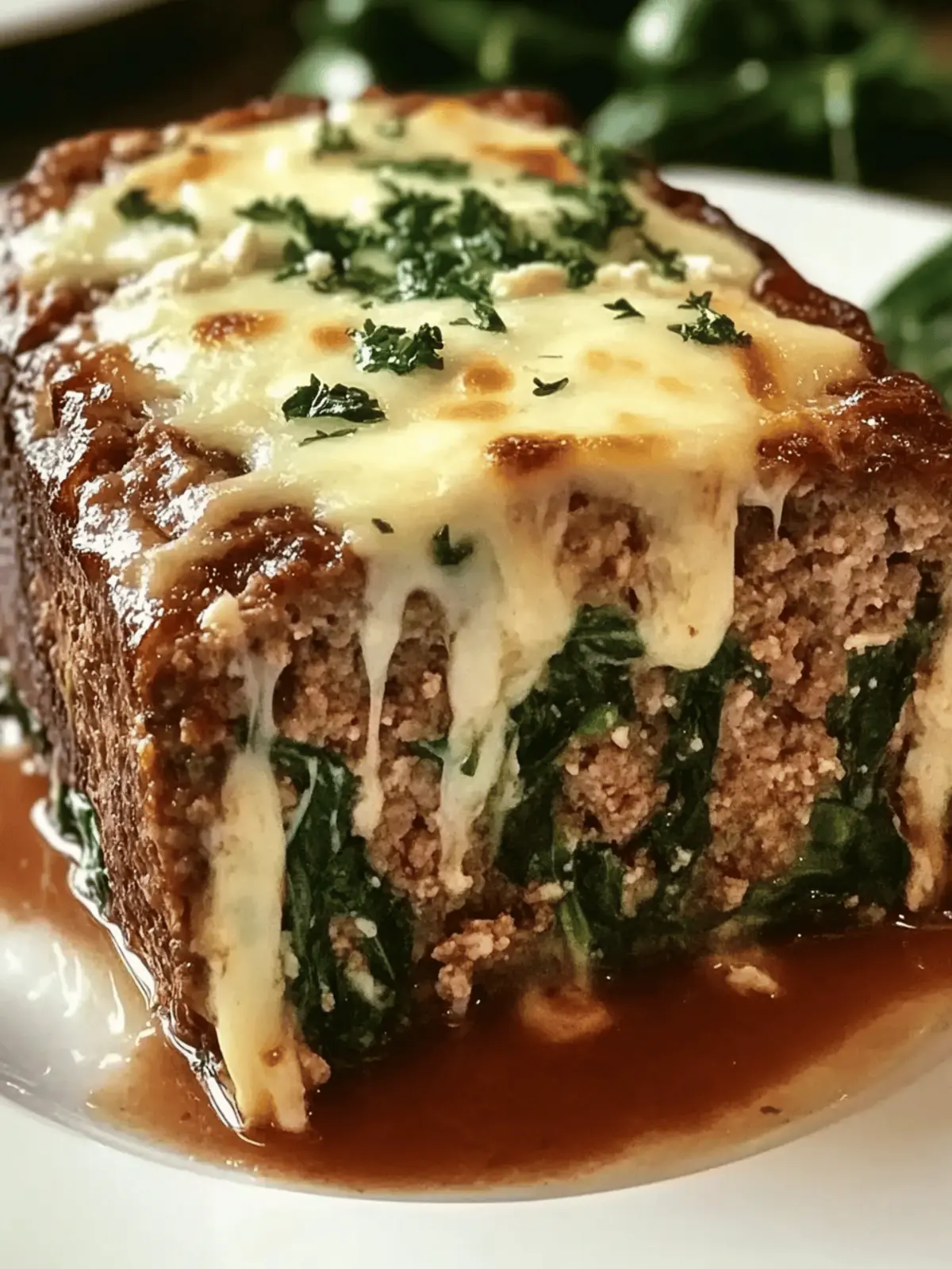 Stuffed Meatloaf with Spinach and Feta: Swiss Cheese Delight! 3 Stuffed Meatloaf with Spinach and Feta Melted Swiss Cheese