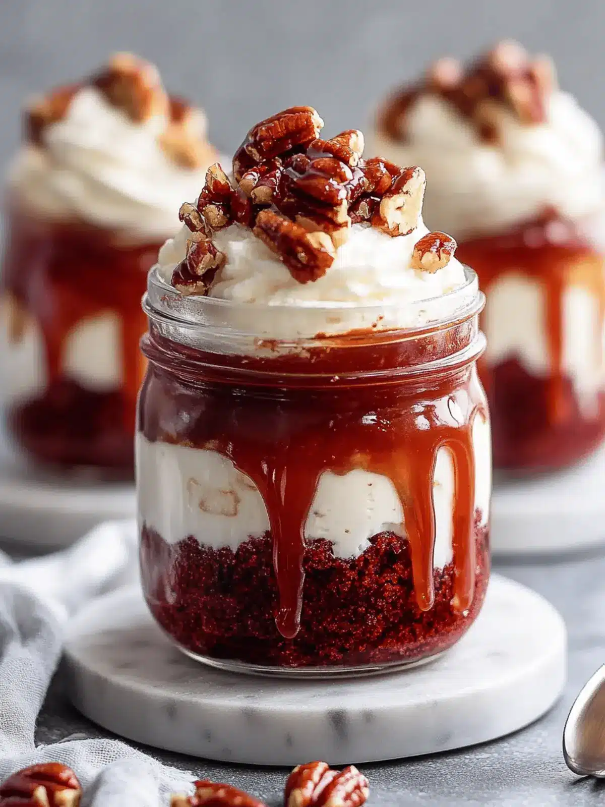 Red Velvet Caramel Pecan Cake Jars Dessert to Impress! 3 Red Velvet Caramel Pecan Cake Jars