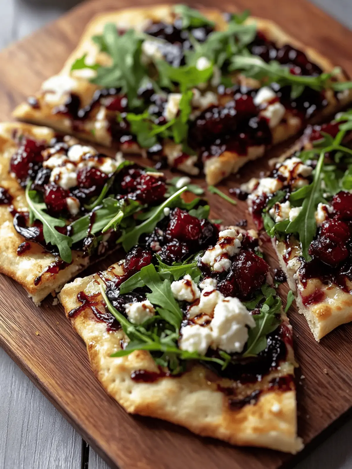 Easy Cranberry Balsamic Flatbread with Goat Cheese & Arugula Magic 4 Easy Cranberry Balsamic Flatbread with Goat Cheese & Arugula