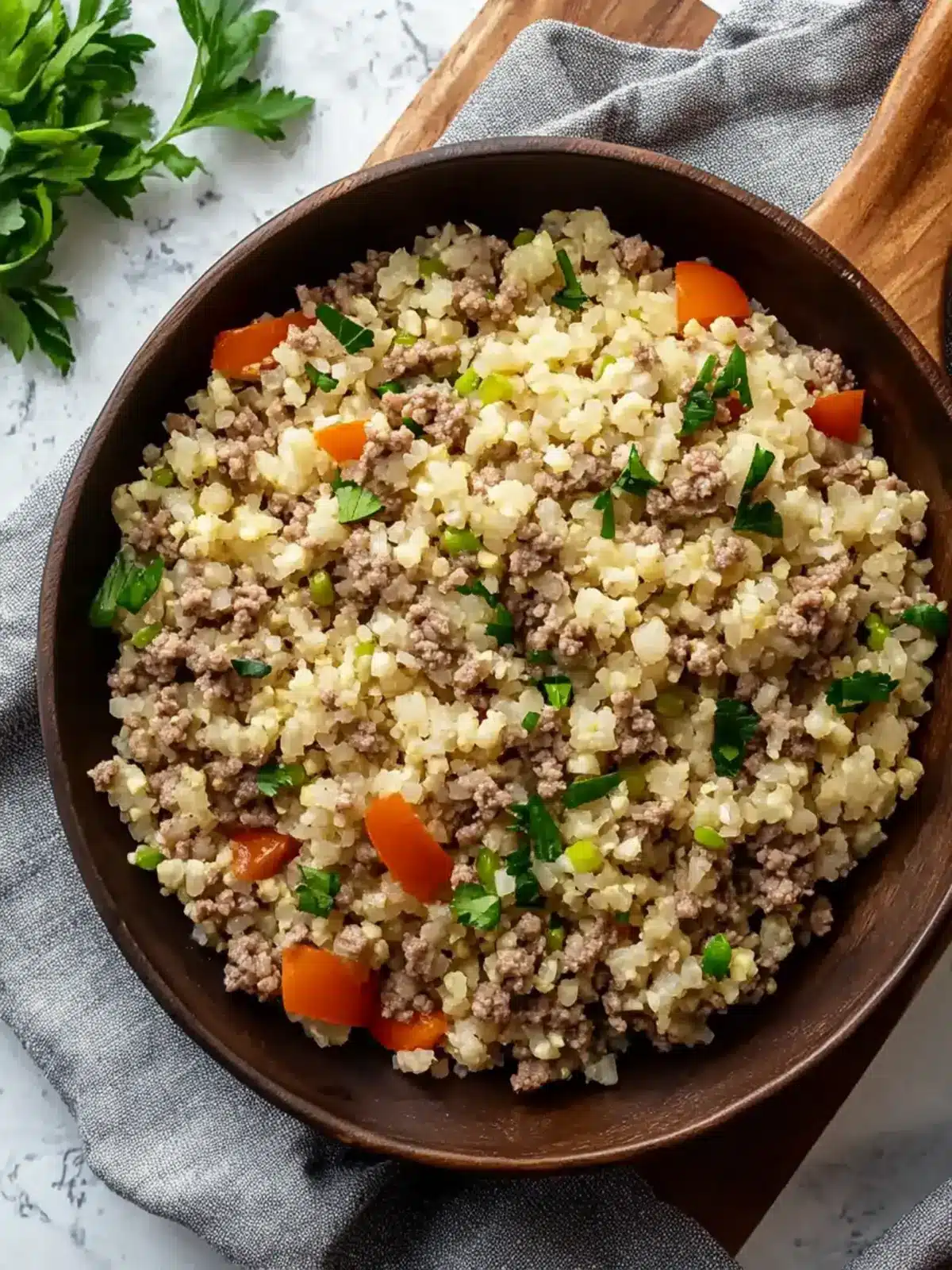 Savory Homemade Cauliflower Rice with Ground Beef Delight 4 Homemade Cauliflower Rice with Ground Beef