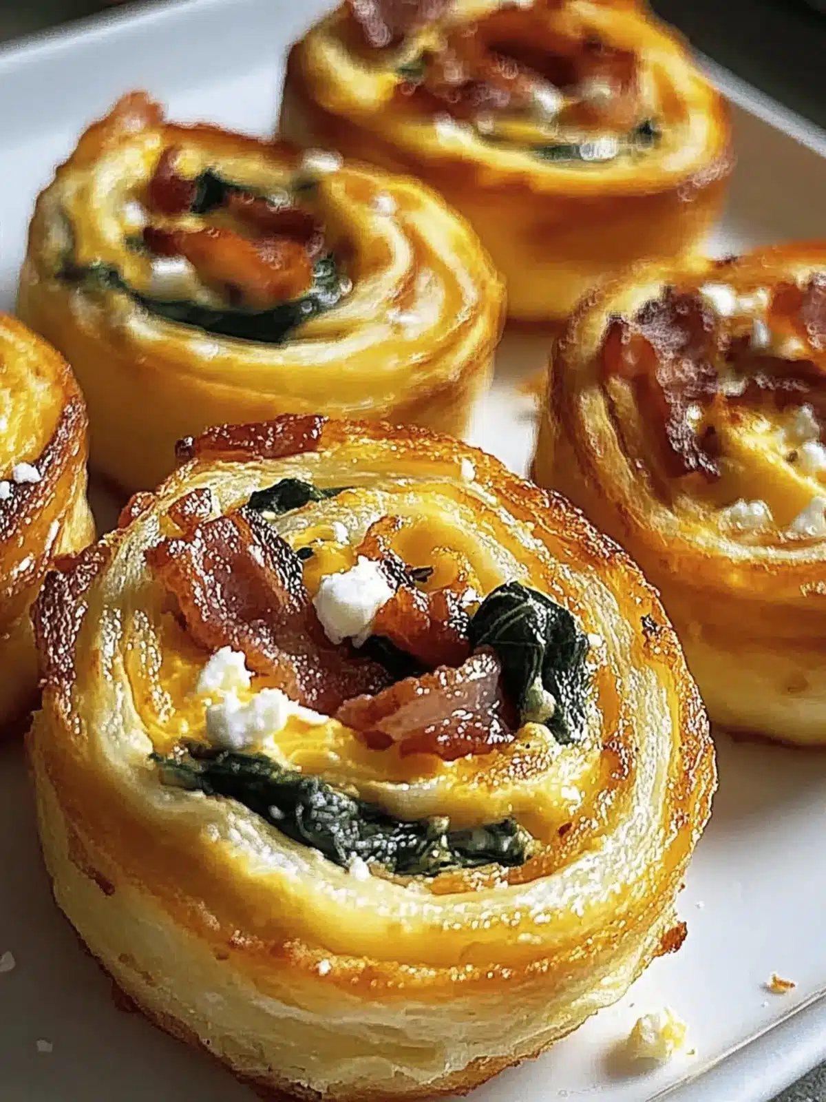 Baked Bacon, Egg, and Cheese Pinwheels with Spinach & Feta Magic 2 Baked Bacon, Egg, and Cheese Pinwheels with Spinach and Feta