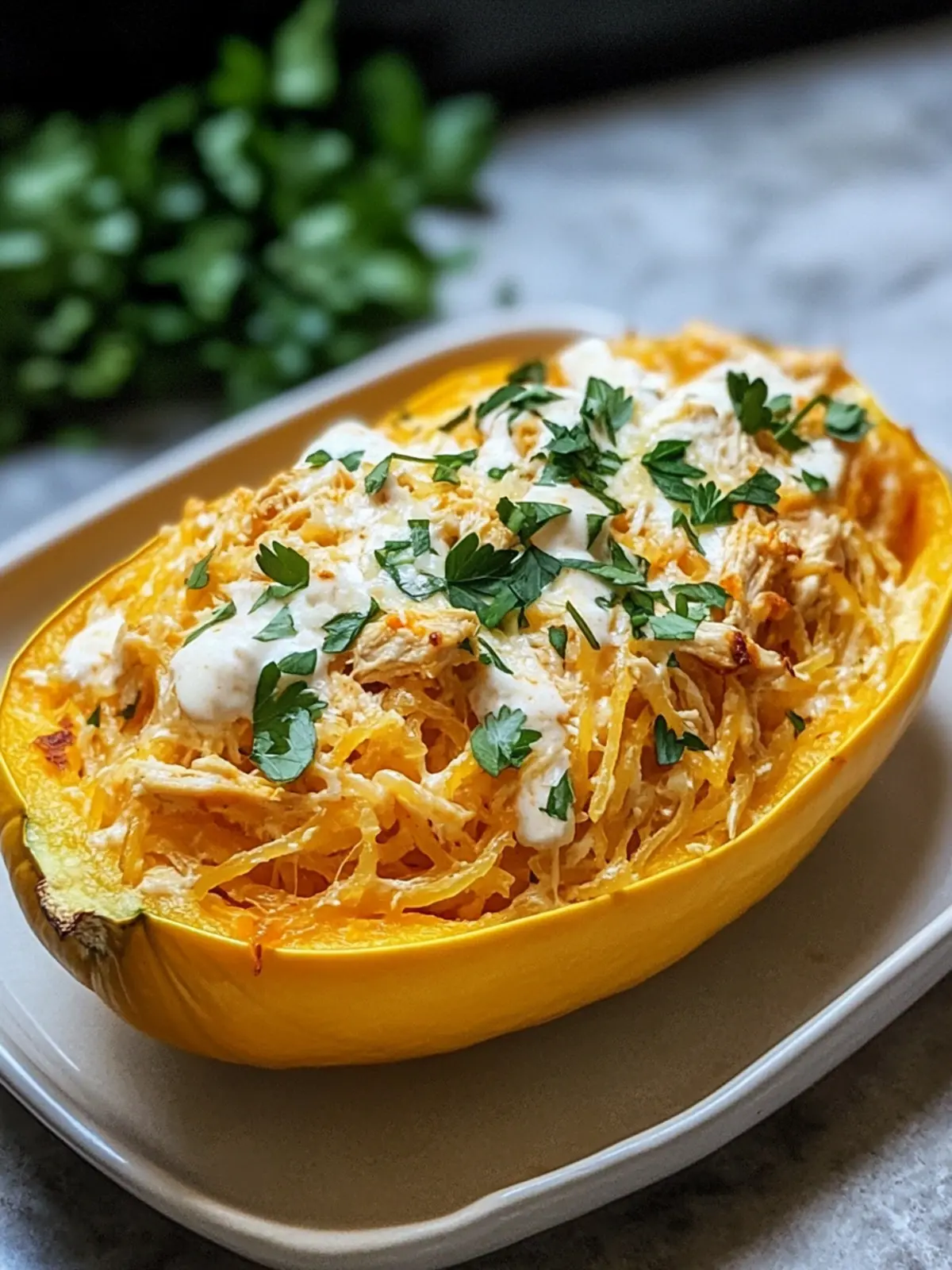 Buffalo Chicken Spaghetti Squash: Healthy Comfort Food Delight 3 Buffalo Chicken Spaghetti Squash