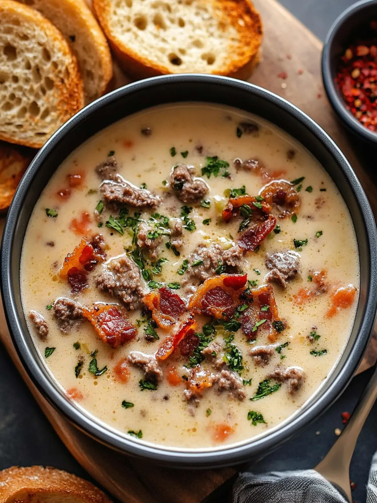One-Pot Philly Cheesesteak Soup with Bacon and Cheesy Toast Bliss 3 One-Pot Philly Cheesesteak Soup with Bacon and Cheesy Toast