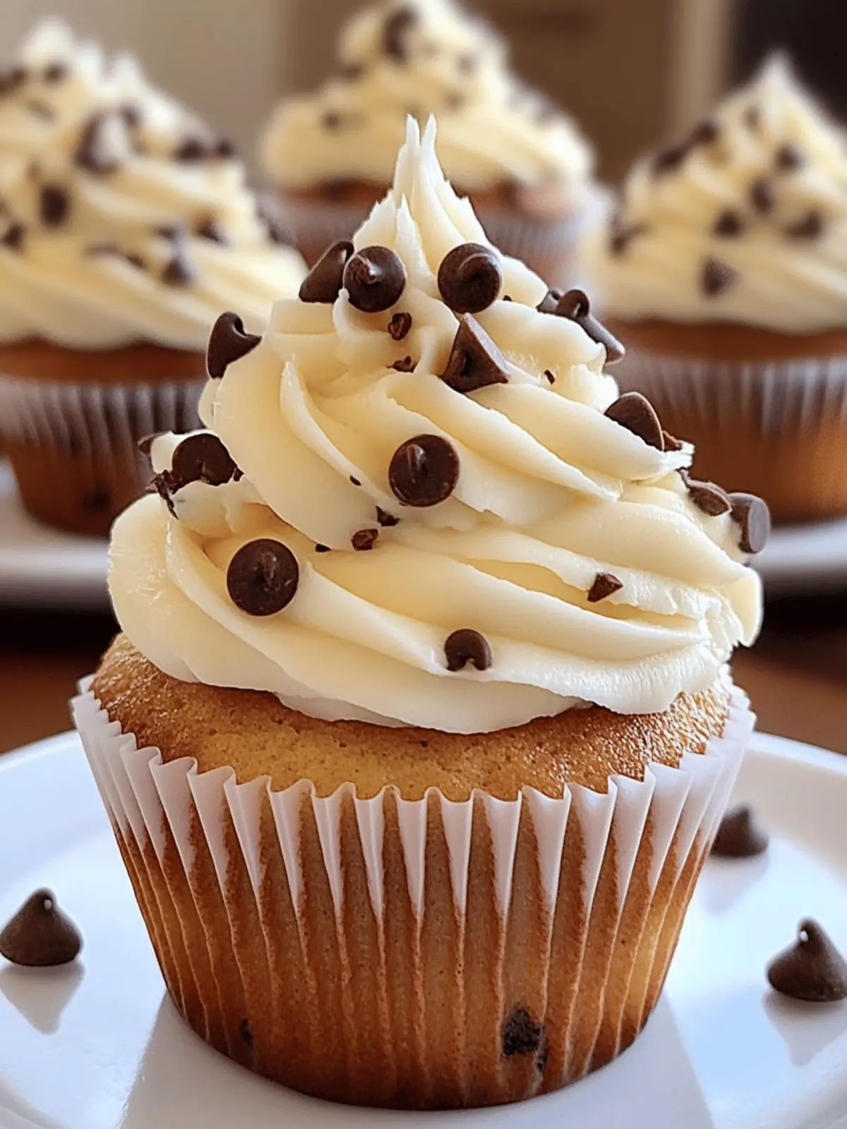 Chocolate Chip Cupcakes with Frosting for Sweet Bliss Time 3 Chocolate Chip Cupcakes with Frosting for Sweet Bliss!