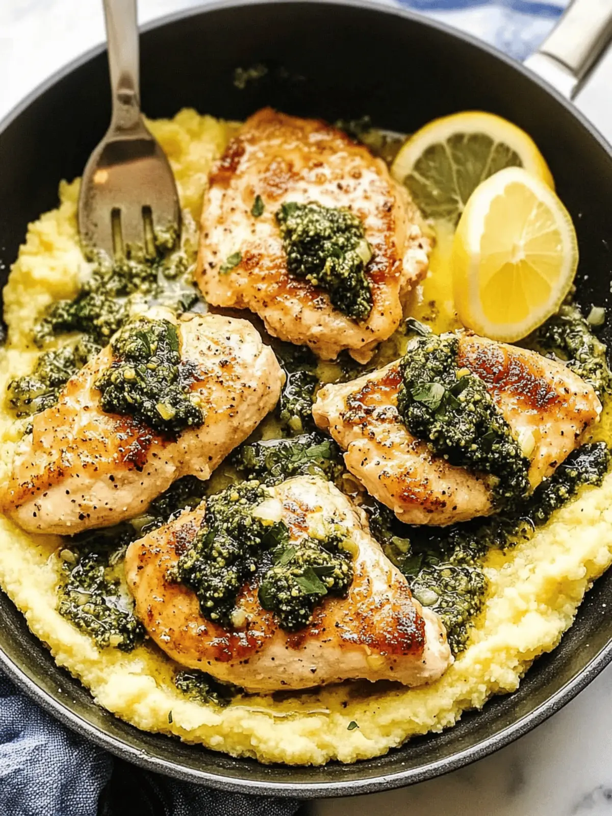 Lemon Butter Chicken Piccata with Pesto Polenta Bliss Delight 2 Lemon Butter Chicken Piccata with Pesto Polenta Bliss