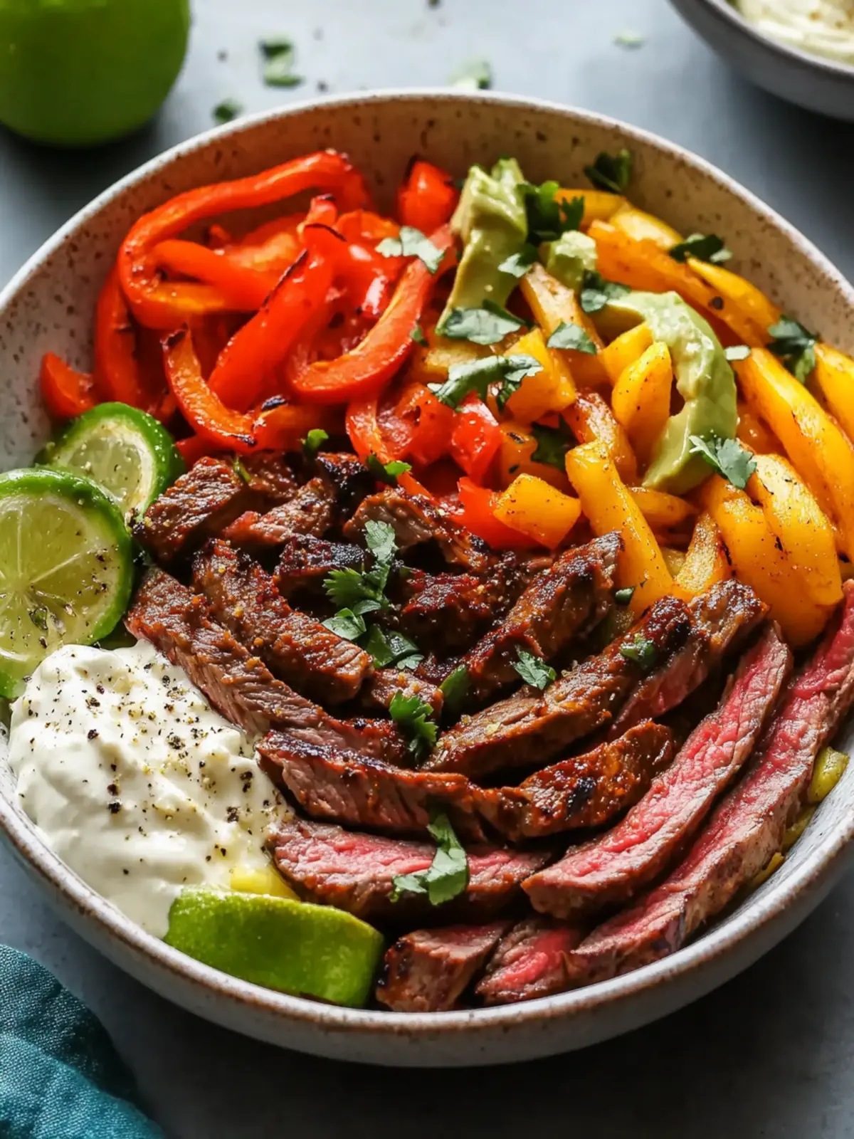Delicious Low Carb Steak Fajita Bowl with Creamy Guacamole 2 Low Carb Steak Fajita Bowl