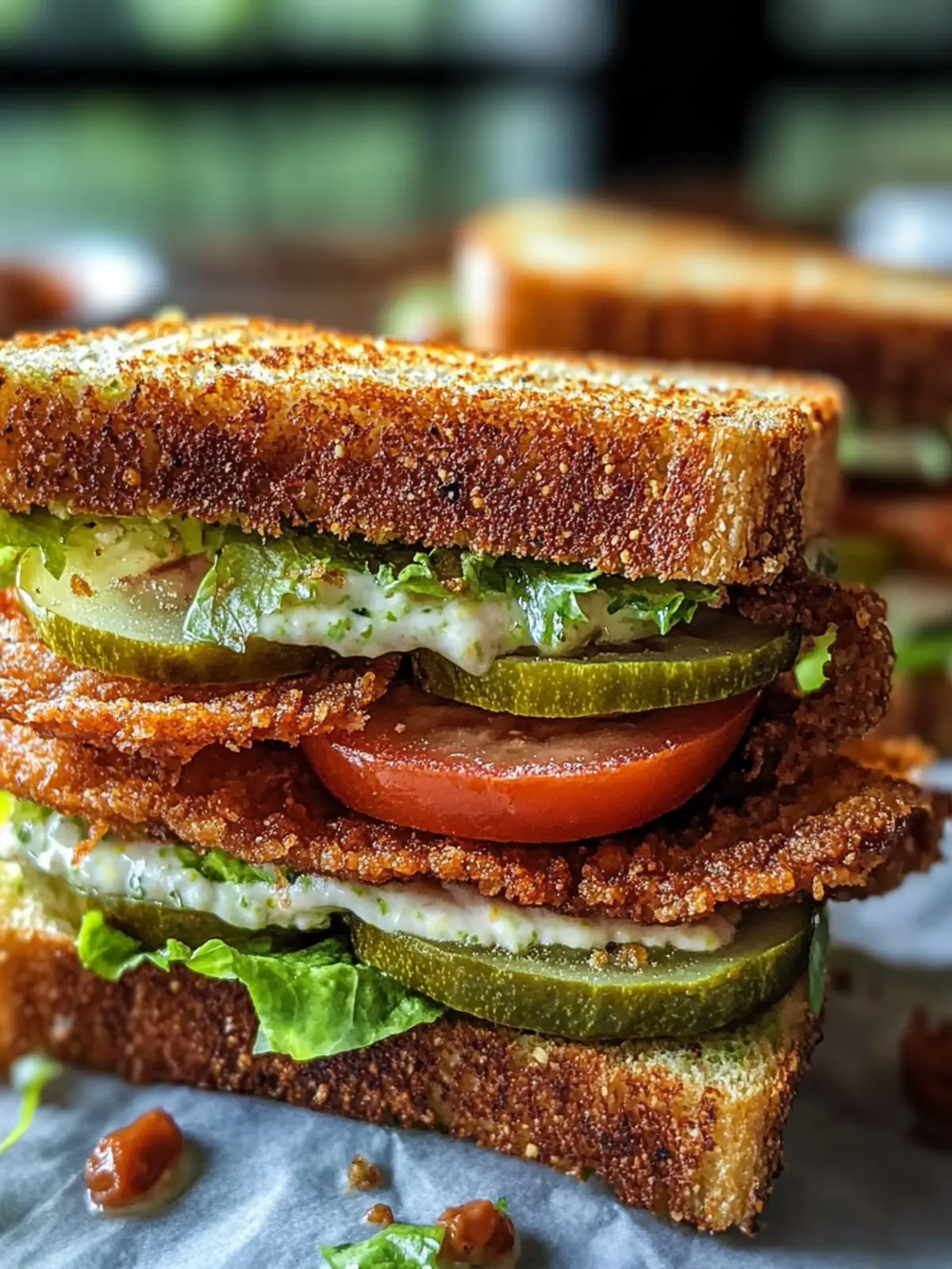 Crunchy Fried Green Tomato BLT Sandwich: A Southern Delight 2 Crunchy Fried Green Tomato BLT Sandwich
