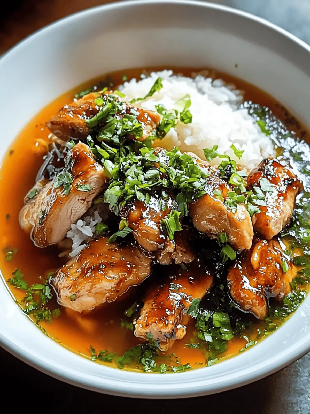 Savor Caramelized Soy Chicken in Garlic Ginger Broth with Rice 2 Caramelized Soy Chicken in Garlic Ginger Broth with Rice