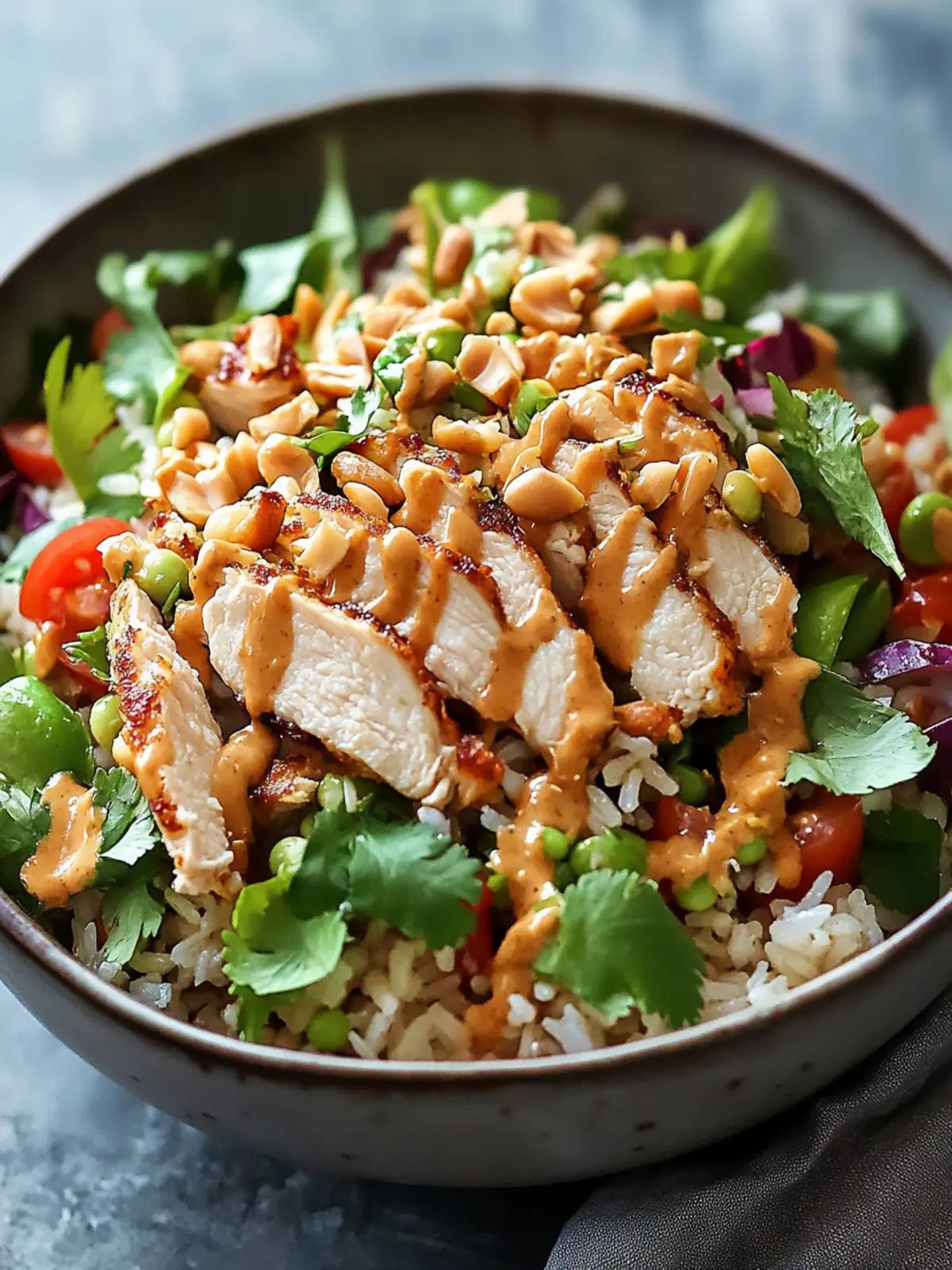 Crispy Chicken Rice Salad with Creamy Peanut Dressing Bliss 3 Chicken Crispy Rice Salad with Creamy Peanut Dressing