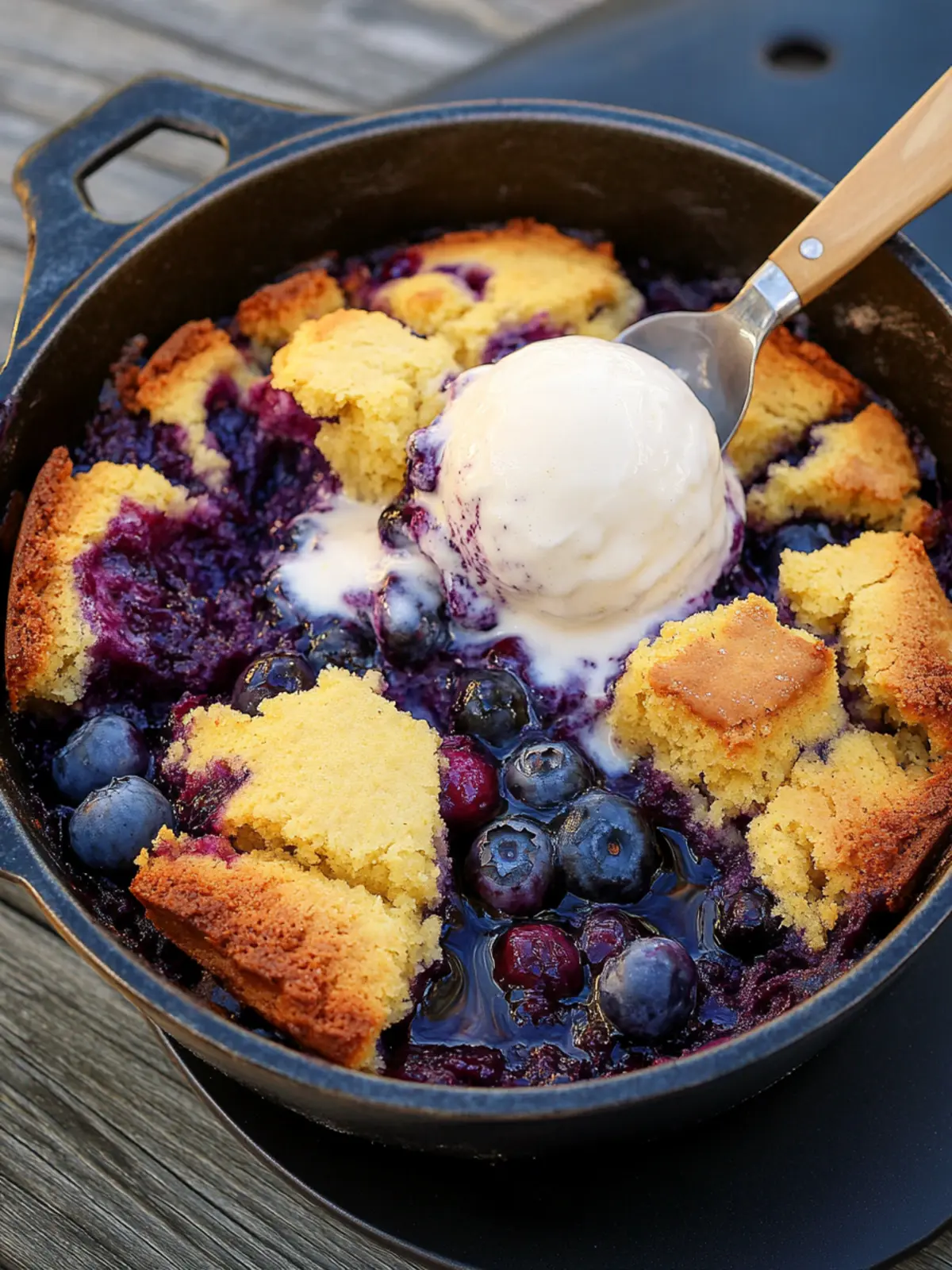 Blueberry Cornbread Cobbler with Honey Vanilla Ice Cream Joy 4 Blueberry Cornbread Cobbler with Honey Vanilla Ice Cream