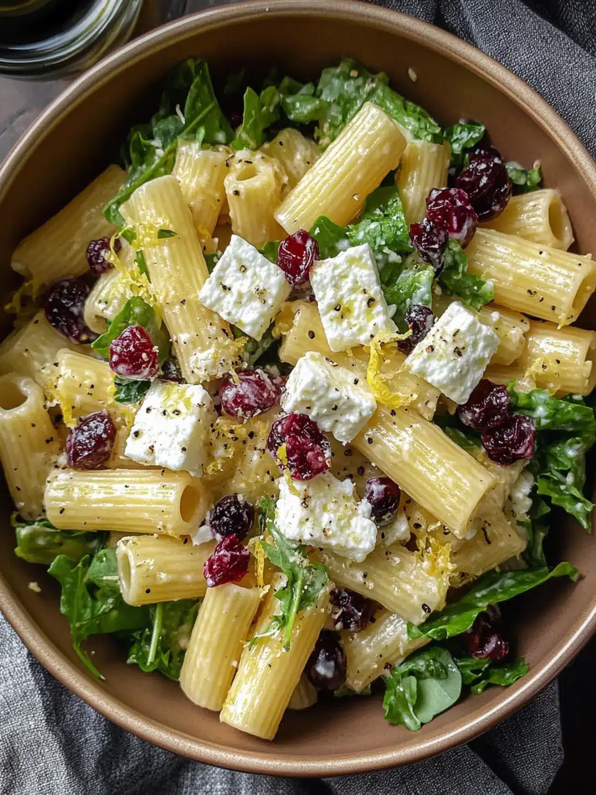 Feta & Cranberry Rigatoni Salad with Zesty Lemon Vinaigrette 4 Feta & Cranberry Rigatoni Salad with Lemon Vinaigrette