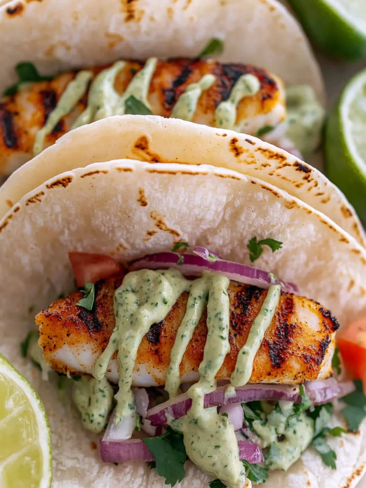 Flavor-Packed Grilled Fish Tacos with Cilantro-Lime Mayo 2 Grilled Fish Tacos