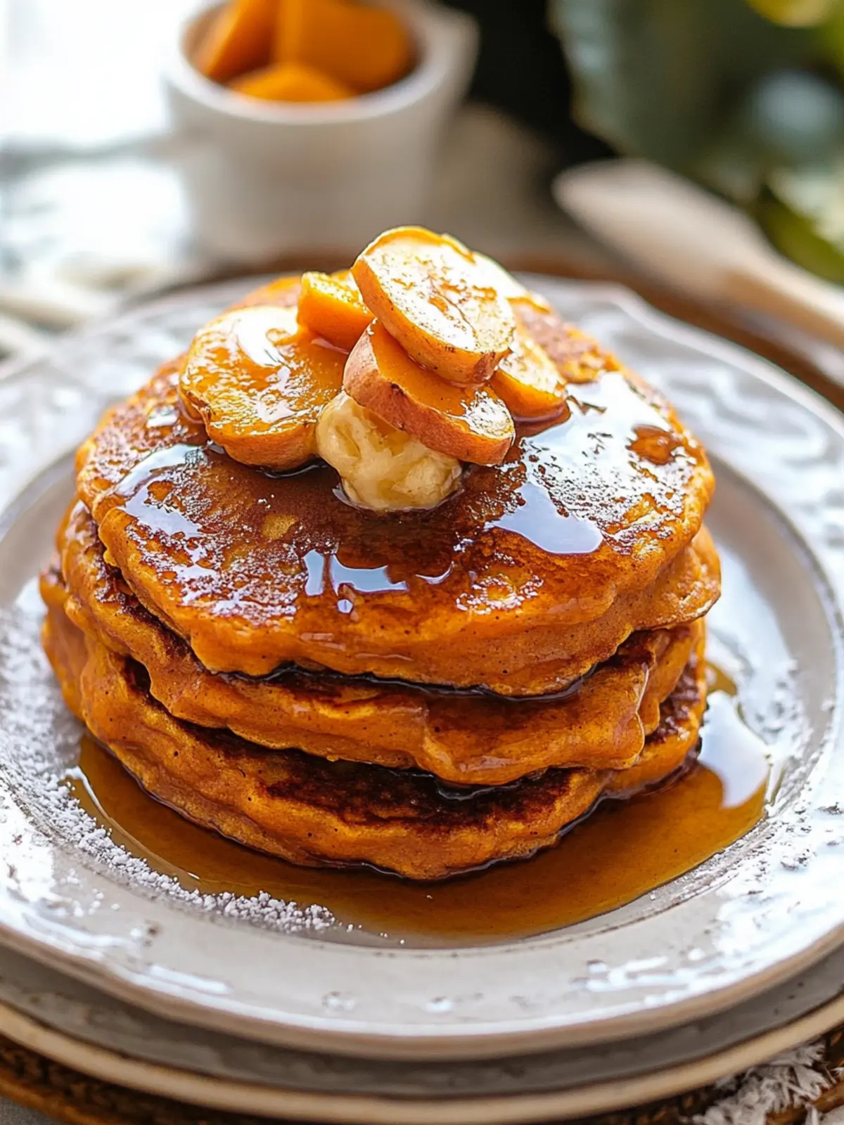 Irresistible Sweet Potato Buttermilk Pancakes with Pecan Syrup 3 Sweet Potato Buttermilk Pancakes