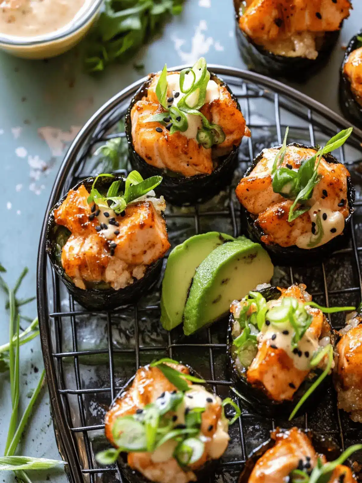 Savory Baked Chipotle Salmon Sushi Cups for Easy Entertaining 2 Baked Chipotle Salmon Sushi Cups