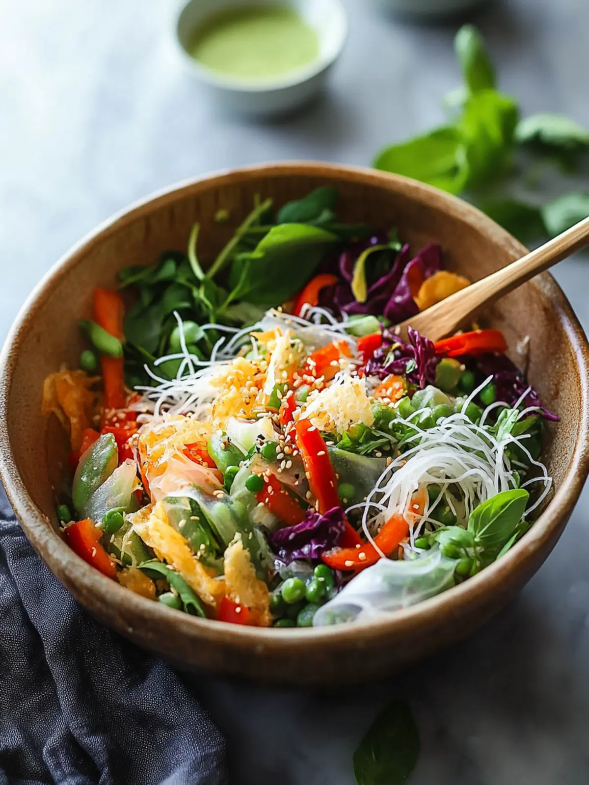 Spring Roll Salad with Spicy Ginger Dressing: Fresh & Flavorful 4 Spring Roll Salad with Spicy Ginger Dressing