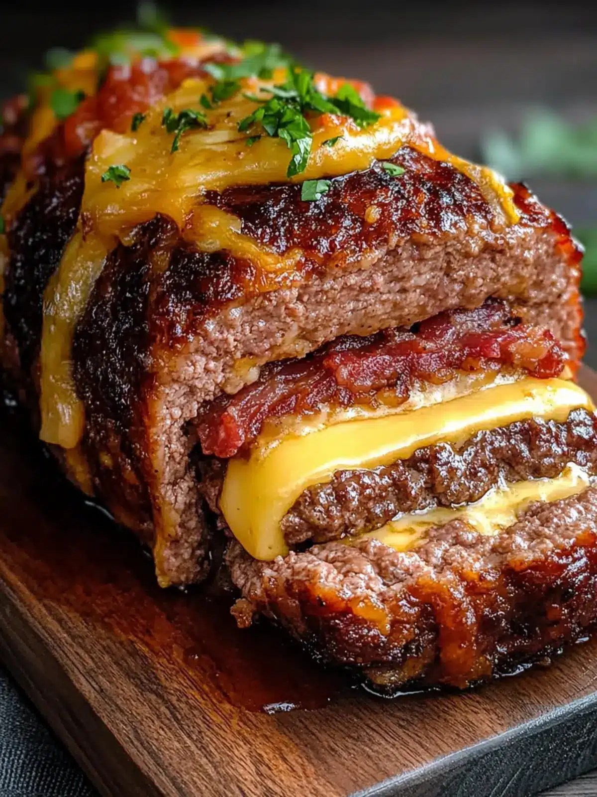Smoked Beef Bacon Triple-Cheese Burger Stuffed Meatloaf Magic 3 Smoked Beef Bacon Triple-Cheese Burger Stuffed Meatloaf