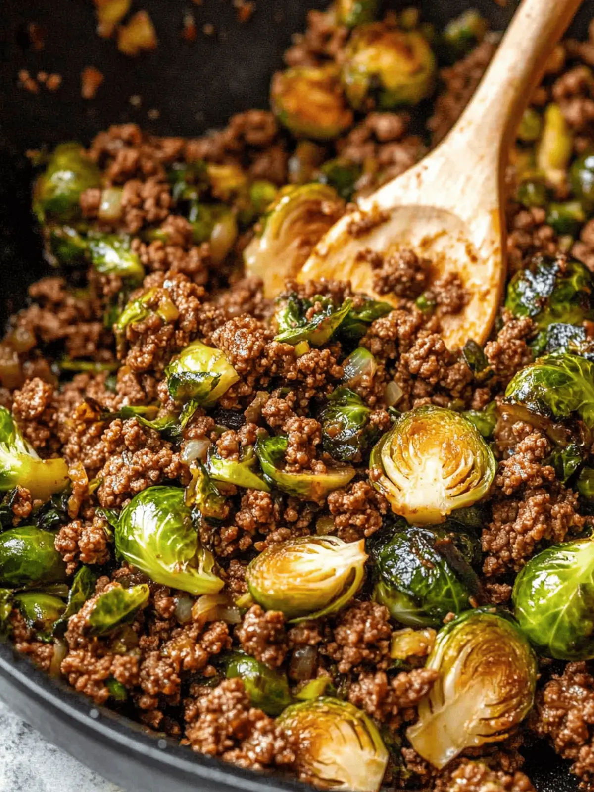 Sweet Chili Ground Beef and Brussels Sprouts in 30 Minutes 3 Ground Beef and Brussels Sprouts
