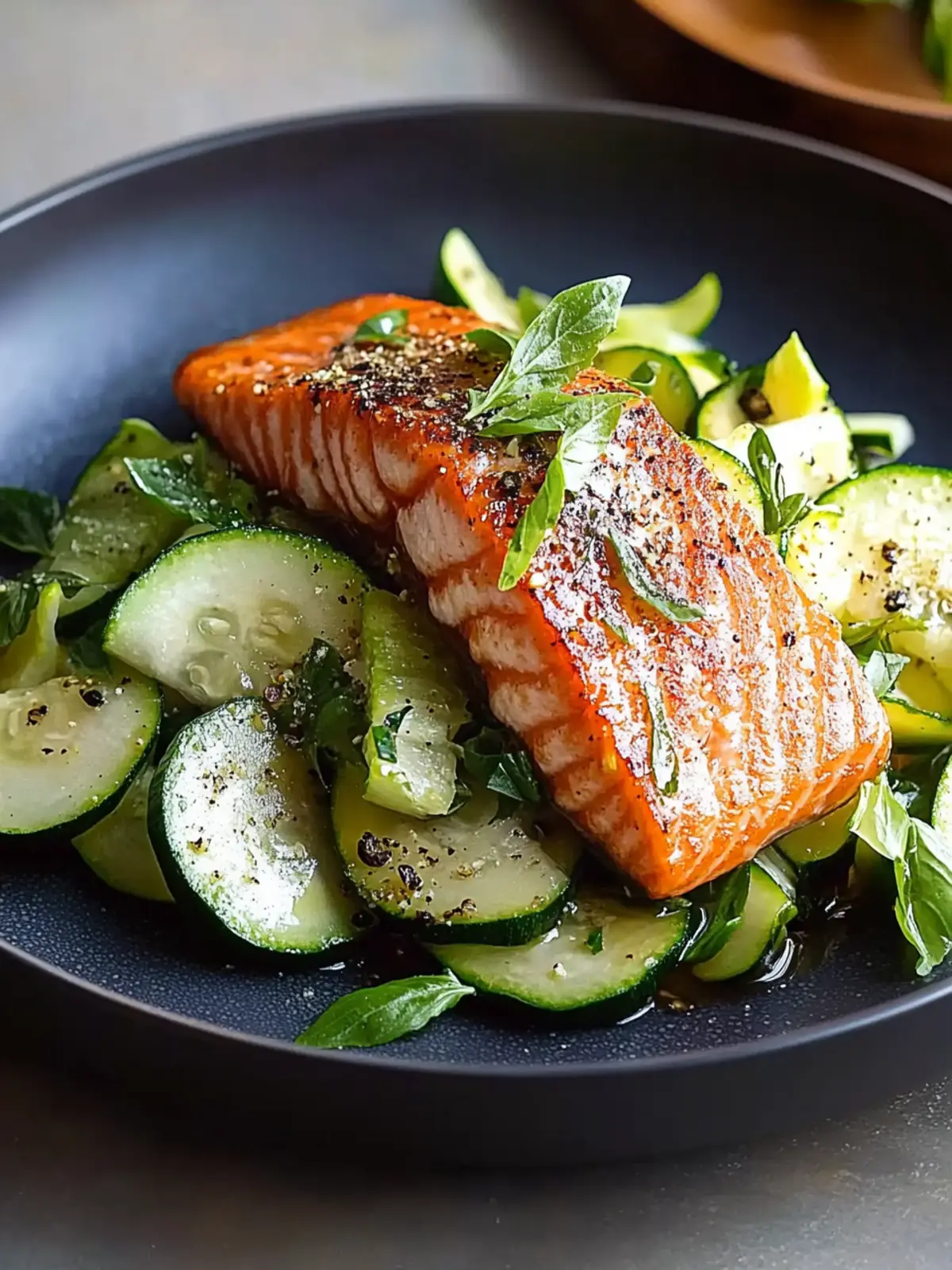 Delicious Hot Smoked Salmon with Zucchini Salad Recipe 4 Hot Smoked Salmon with Zucchini Salad