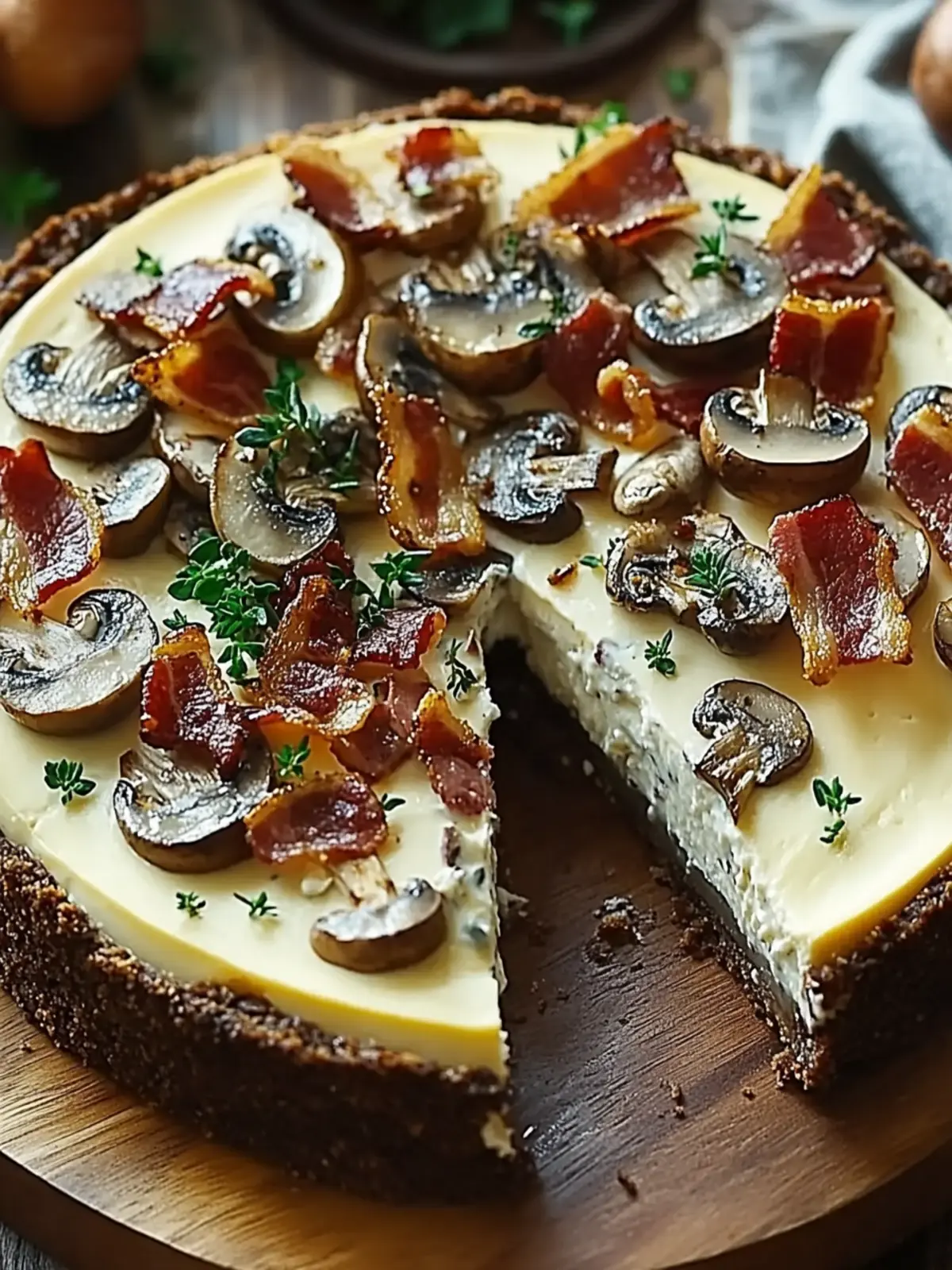 Decadent Bacon and Mushroom Cheesecake with Feta Crust Bliss 3 Decadent Bacon and Mushroom Cheesecake with Feta Crust
